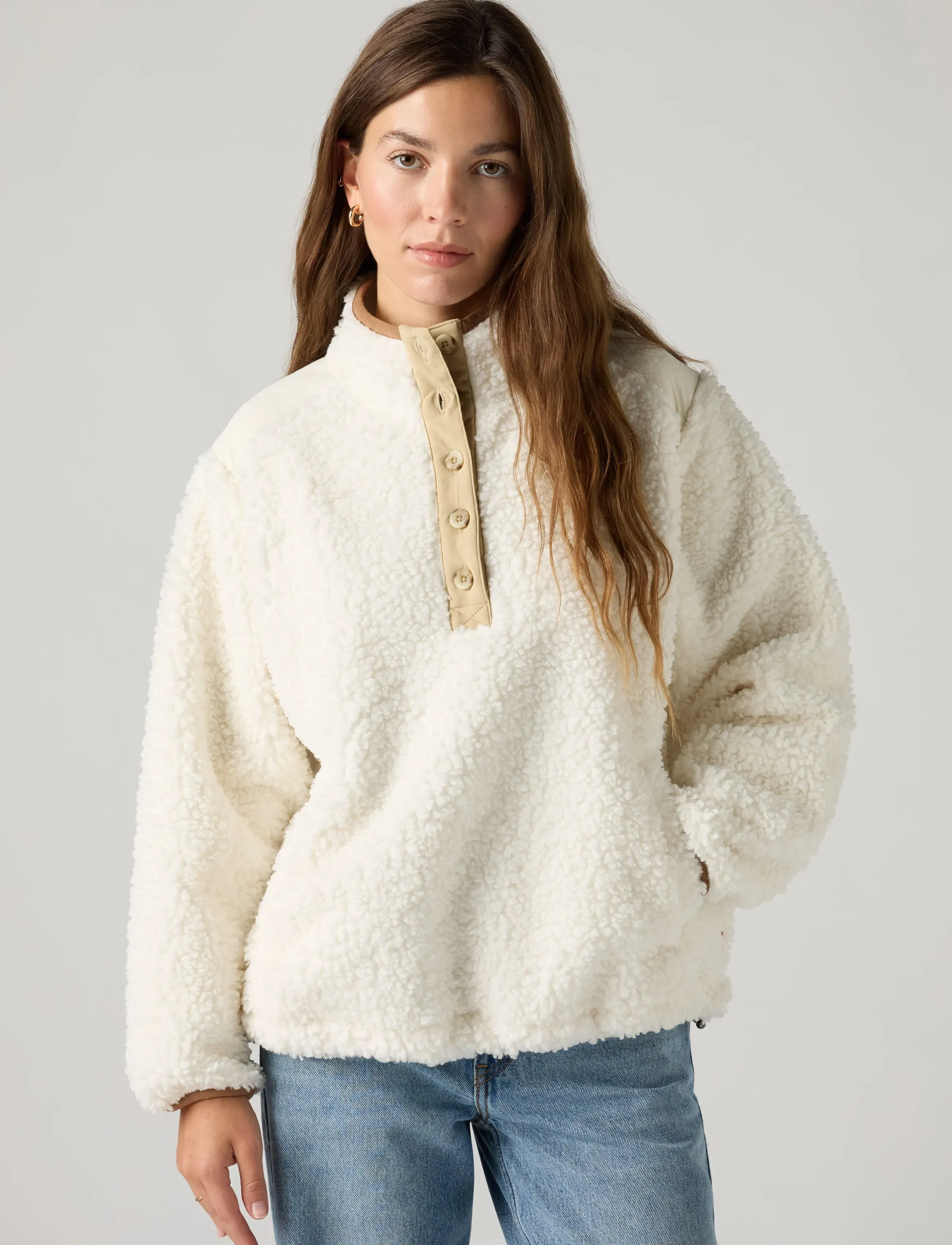 Levi's® IRIS PULLOVER SHERPA FLEECE EG - Riided - WHITES / white