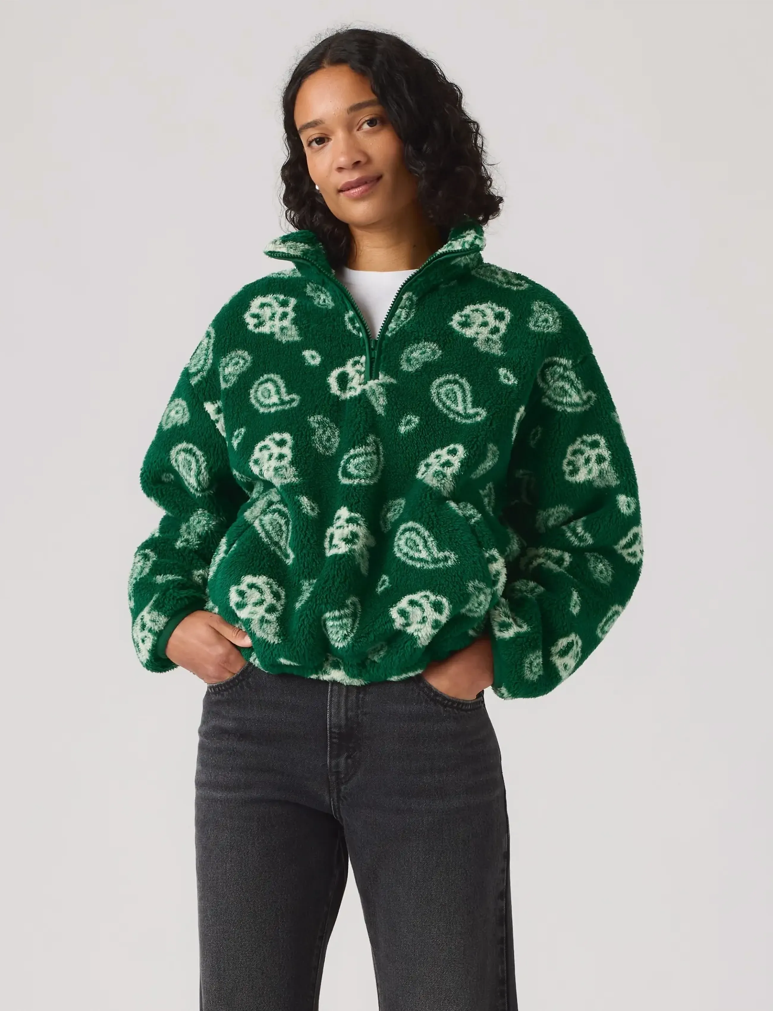 Levi's® - ATWOOD SHERPA 1/4 ZIP PAISLEY - greens - 3