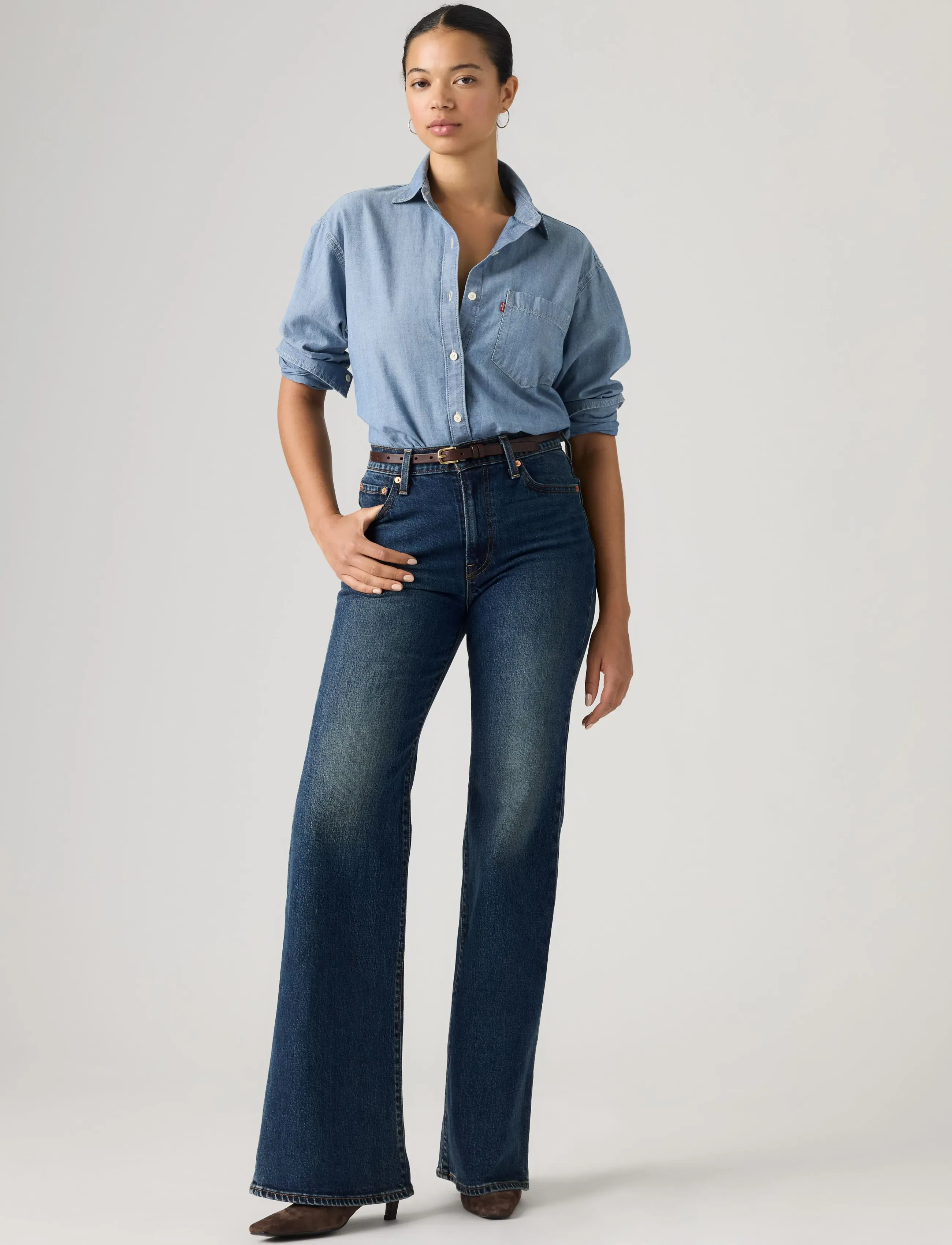 Levi's® RIBCAGE FLARE H226 GATE KEEPIN - Tøj - MED INDIGO - WORN IN / blue