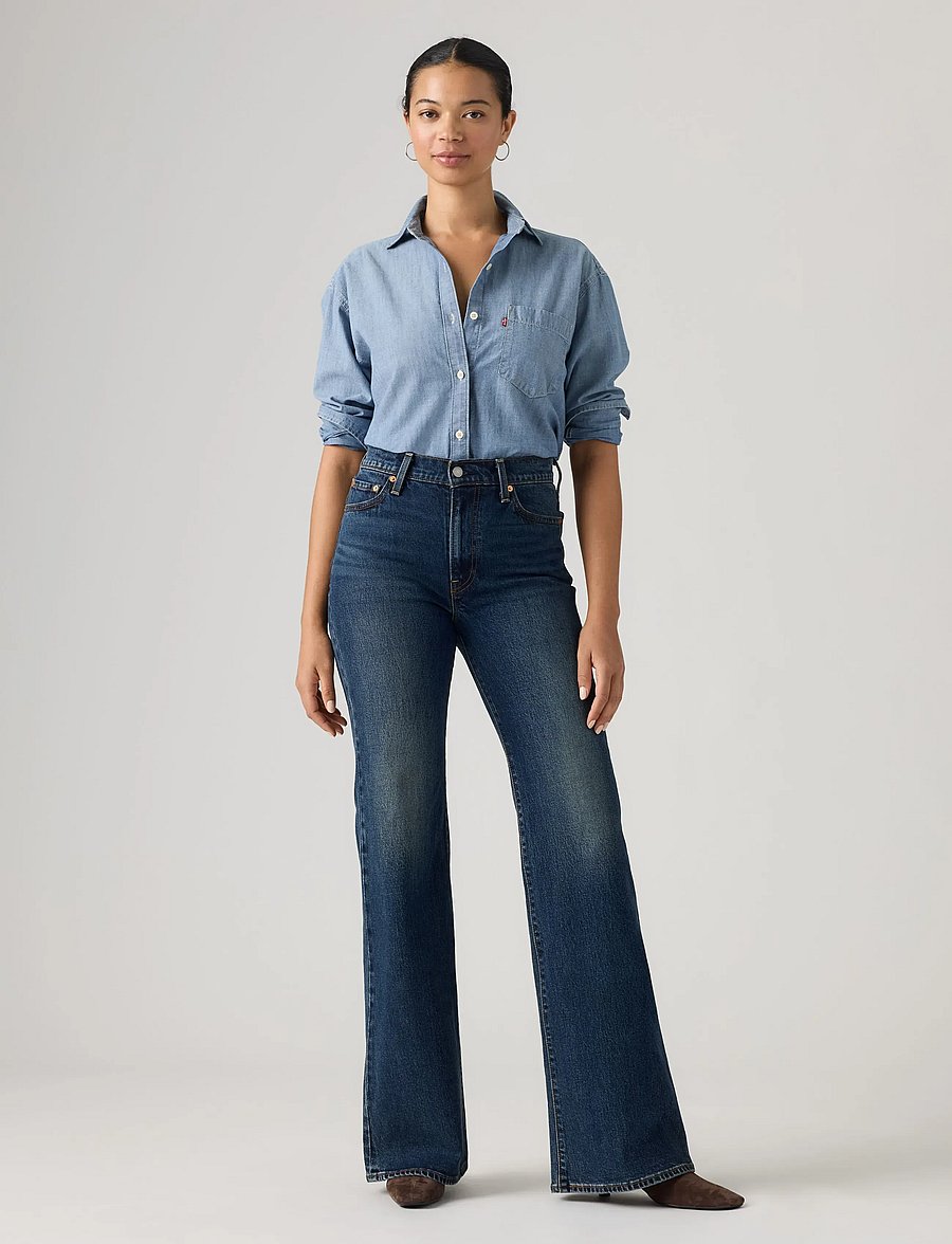 Levi's® - RIBCAGE FLARE H226 GATE KEEPIN - utsvängda jeans - med indigo - worn in - 3