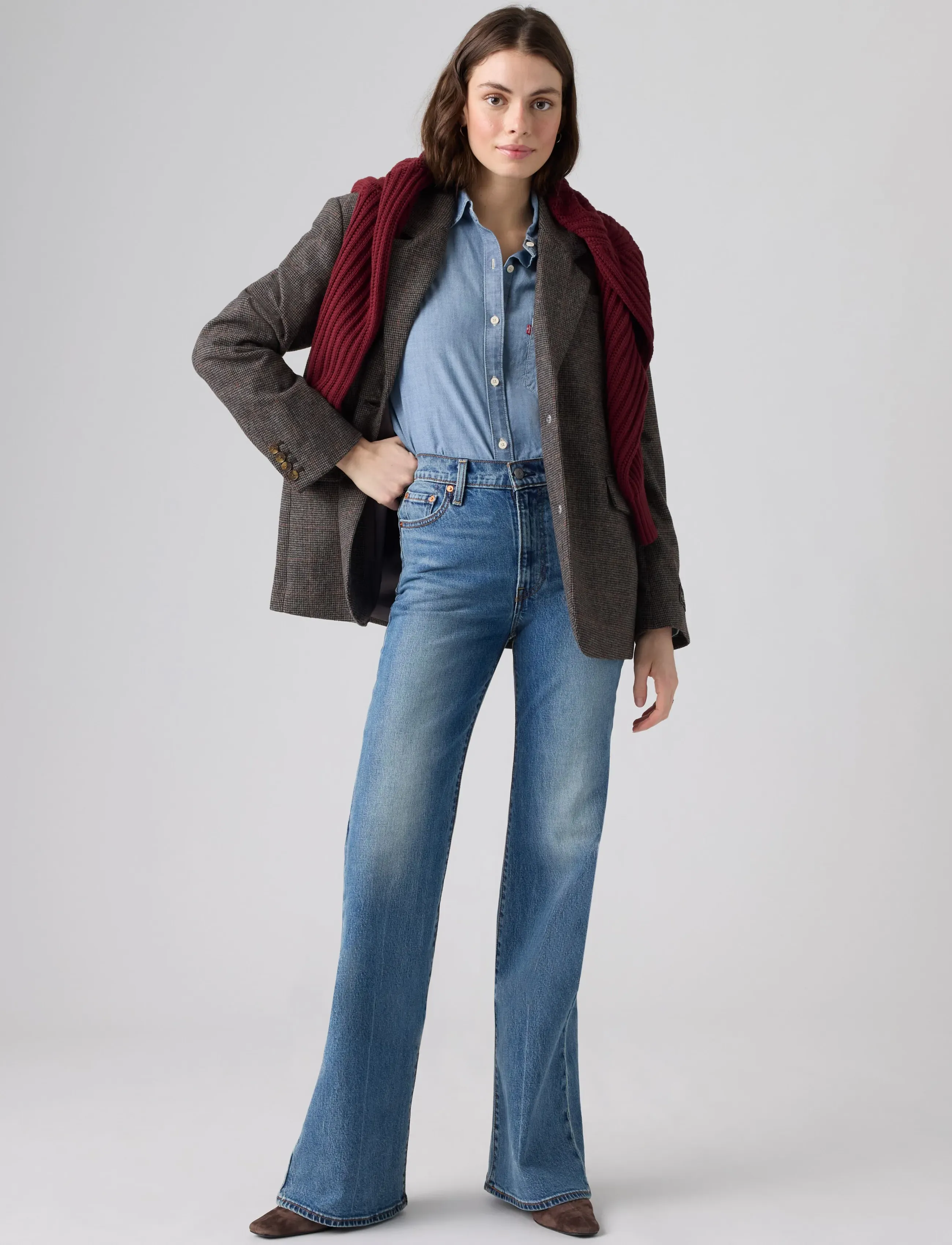 Levi's® RIBCAGE FLARE H226 SWEET NOON - Sirged teksad - MED INDIGO - WORN IN / blue