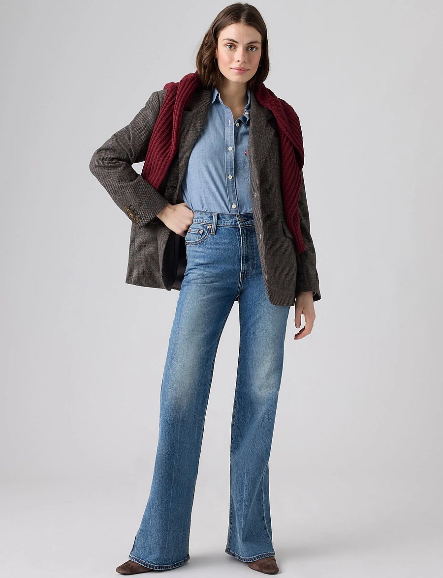 Levi's® - RIBCAGE FLARE H226 SWEET NOON - alt laiad teksad - med indigo - worn in - 0