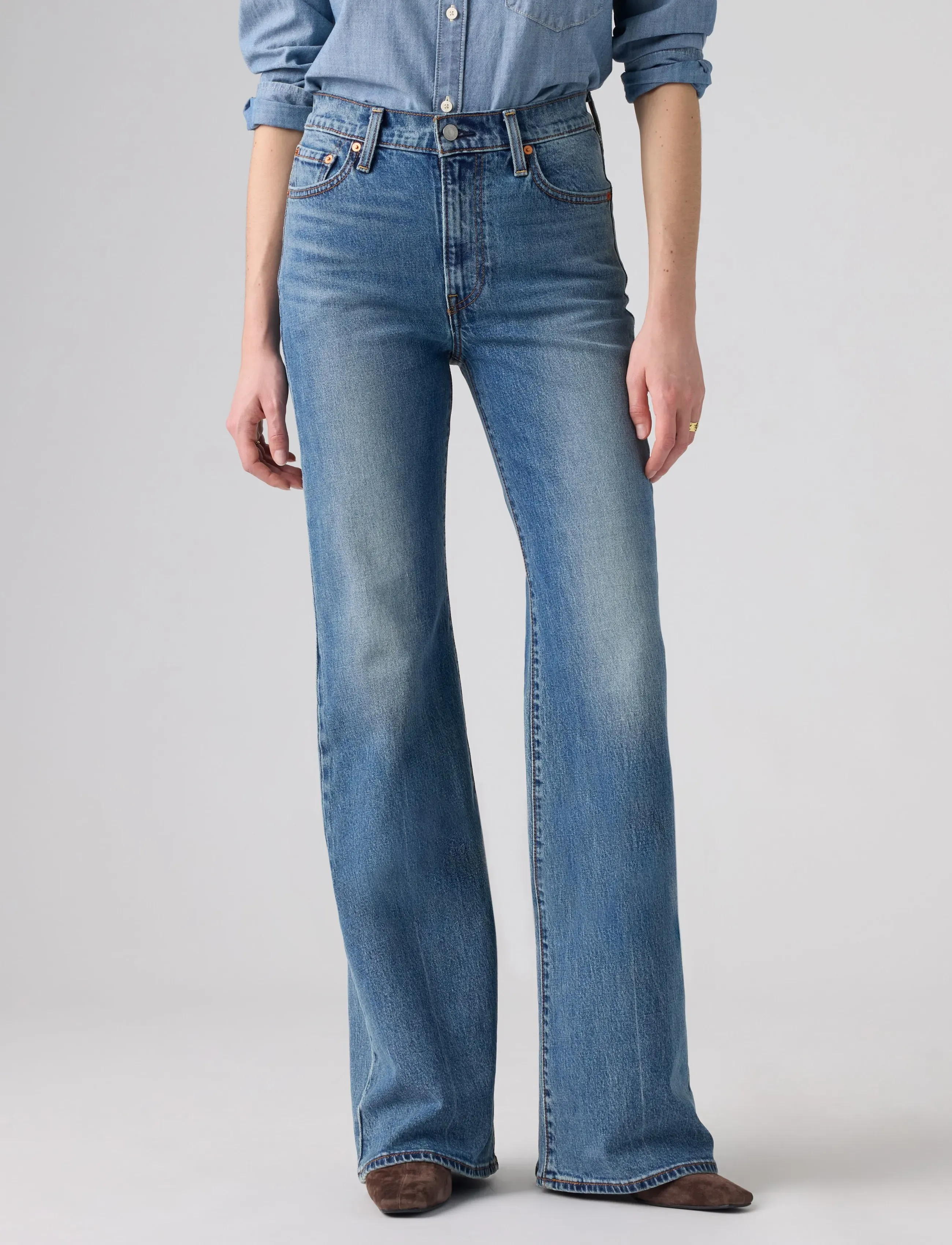 Levi's® - RIBCAGE FLARE H226 SWEET NOON - med indigo - worn in - 5