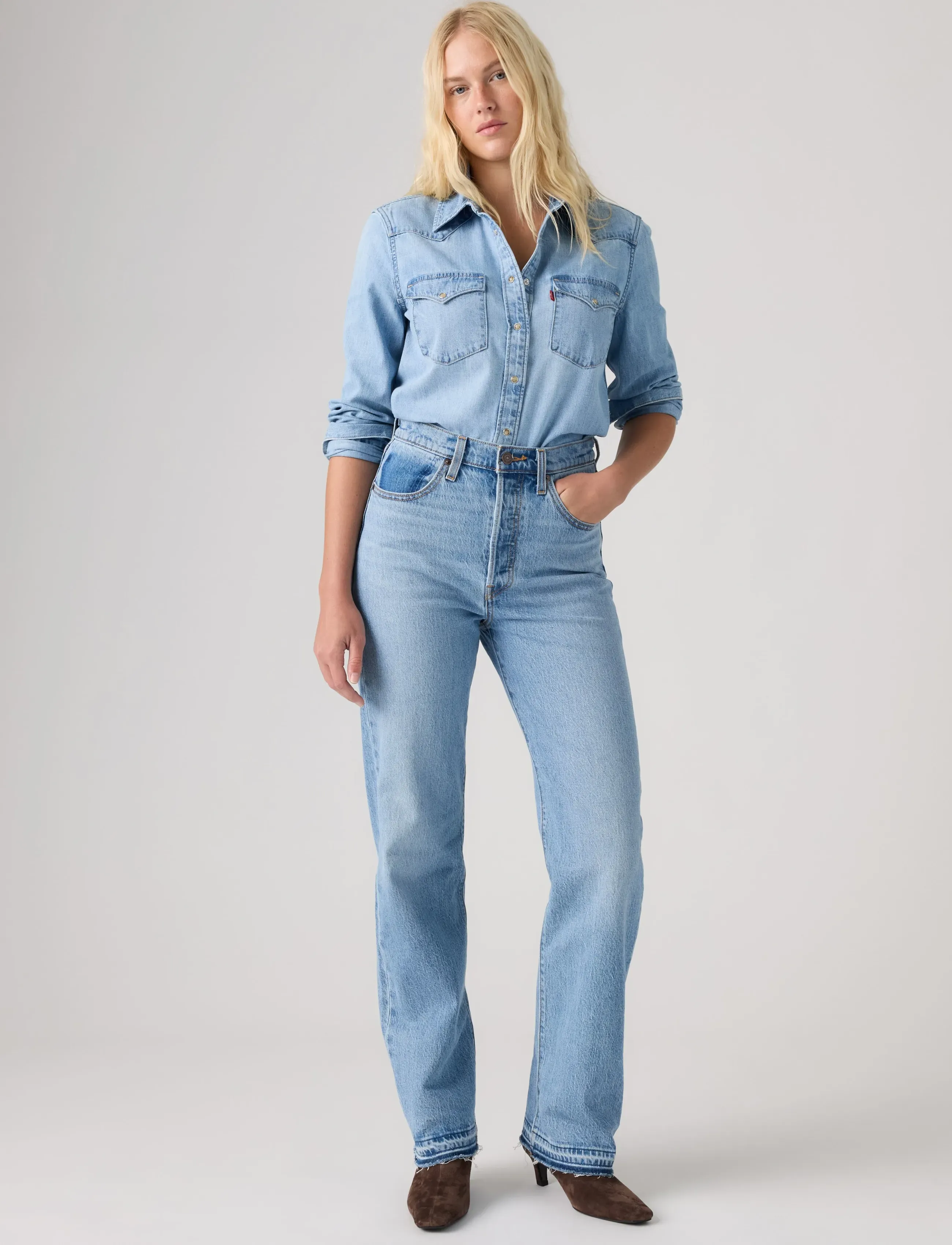 Levi's® RIBCAGE FULL LENGTH RECRAFTED - Levi's® - MED INDIGO - WORN IN / blue