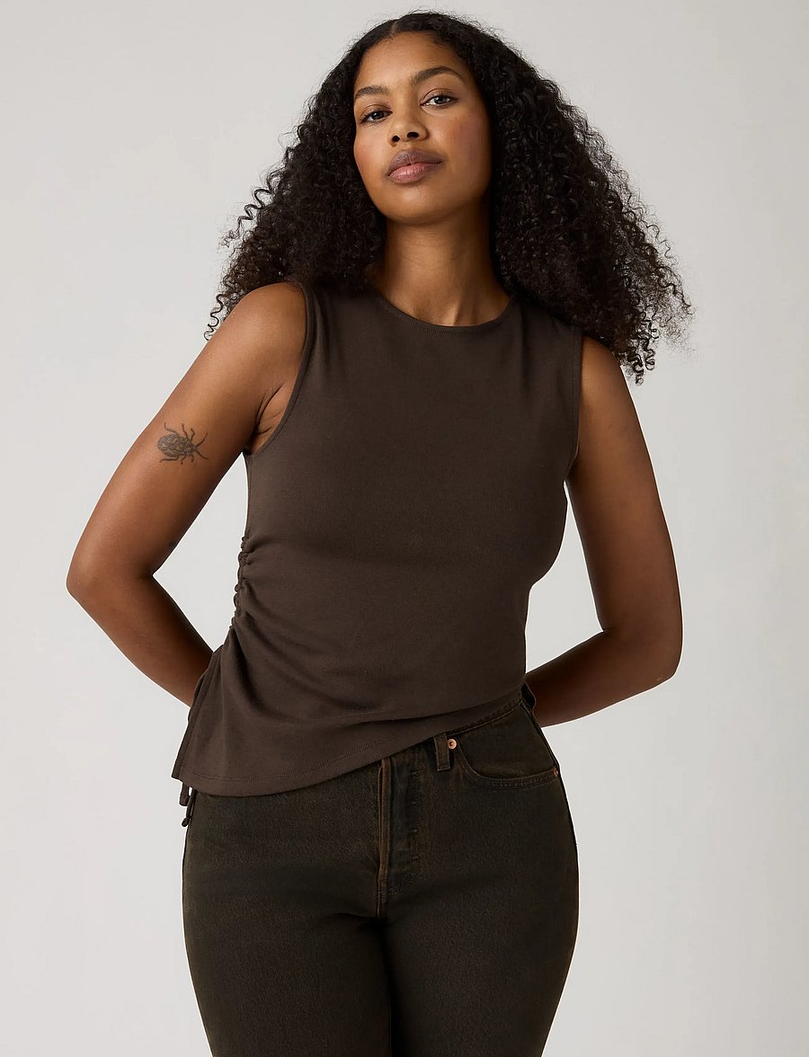 Levi's® - ALILA ASYMMETRICAL SL TOP JAVA - varrukateta topid - browns - 0