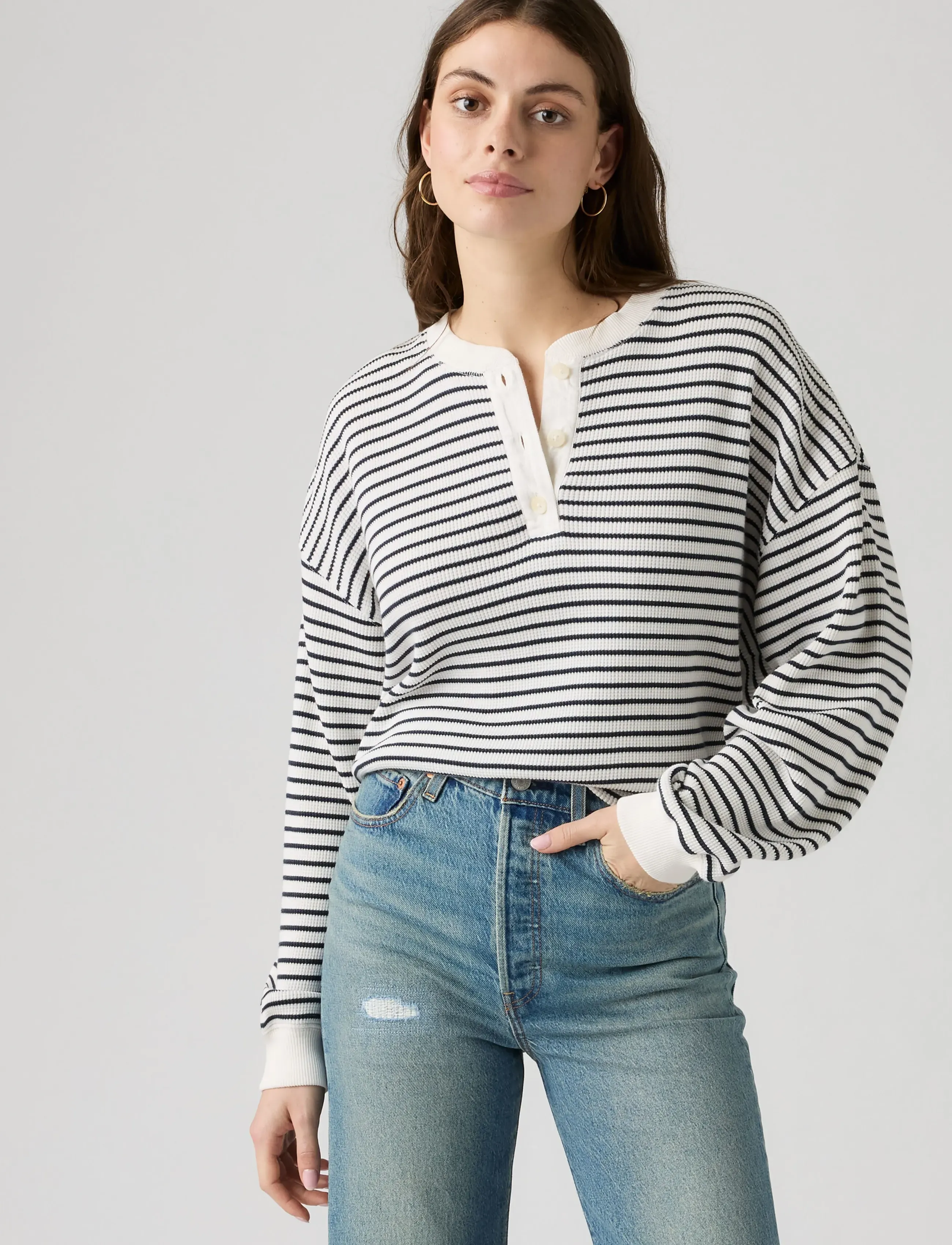 Levi's® - DRY GOODS RELAXED LS HENLEY JA - striktrøjer - blues - 0