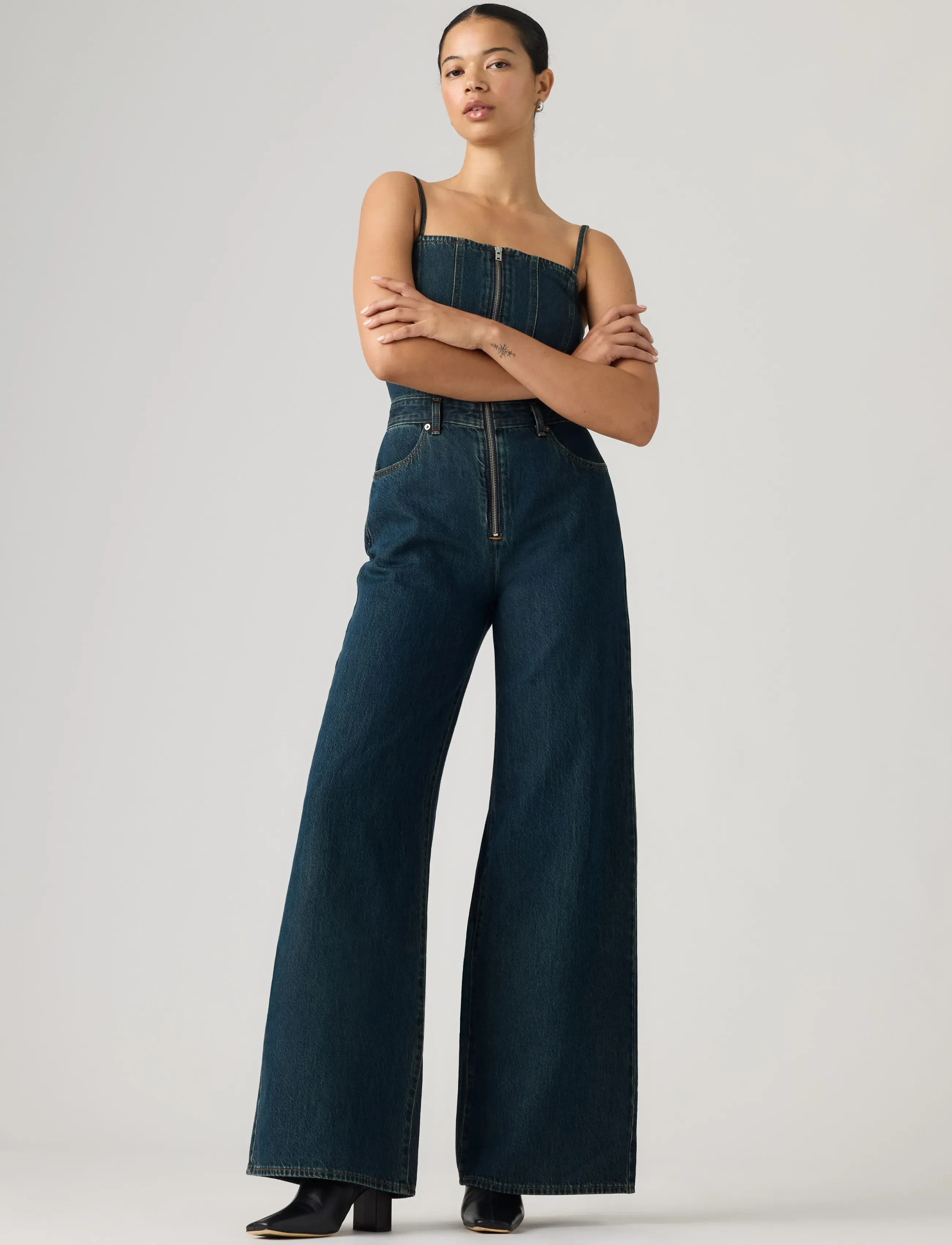 Levi's® - SEAMED JUMPSUIT CASH OUT STONE - teksakleidid - med indigo - worn ine - 0