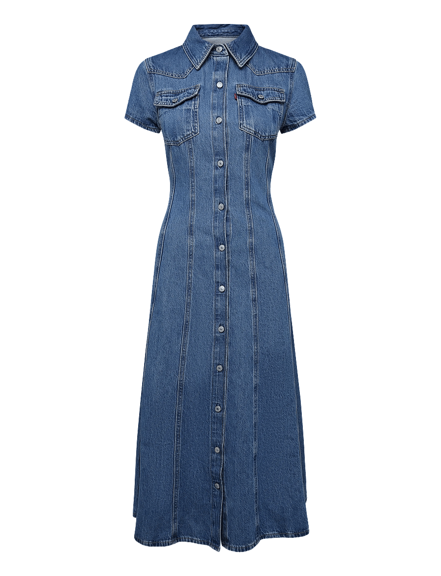 Levi's® - SS FIT AND FLARE WESTERN DRESS - jeansklänningar - med indigo - flat finish - 0