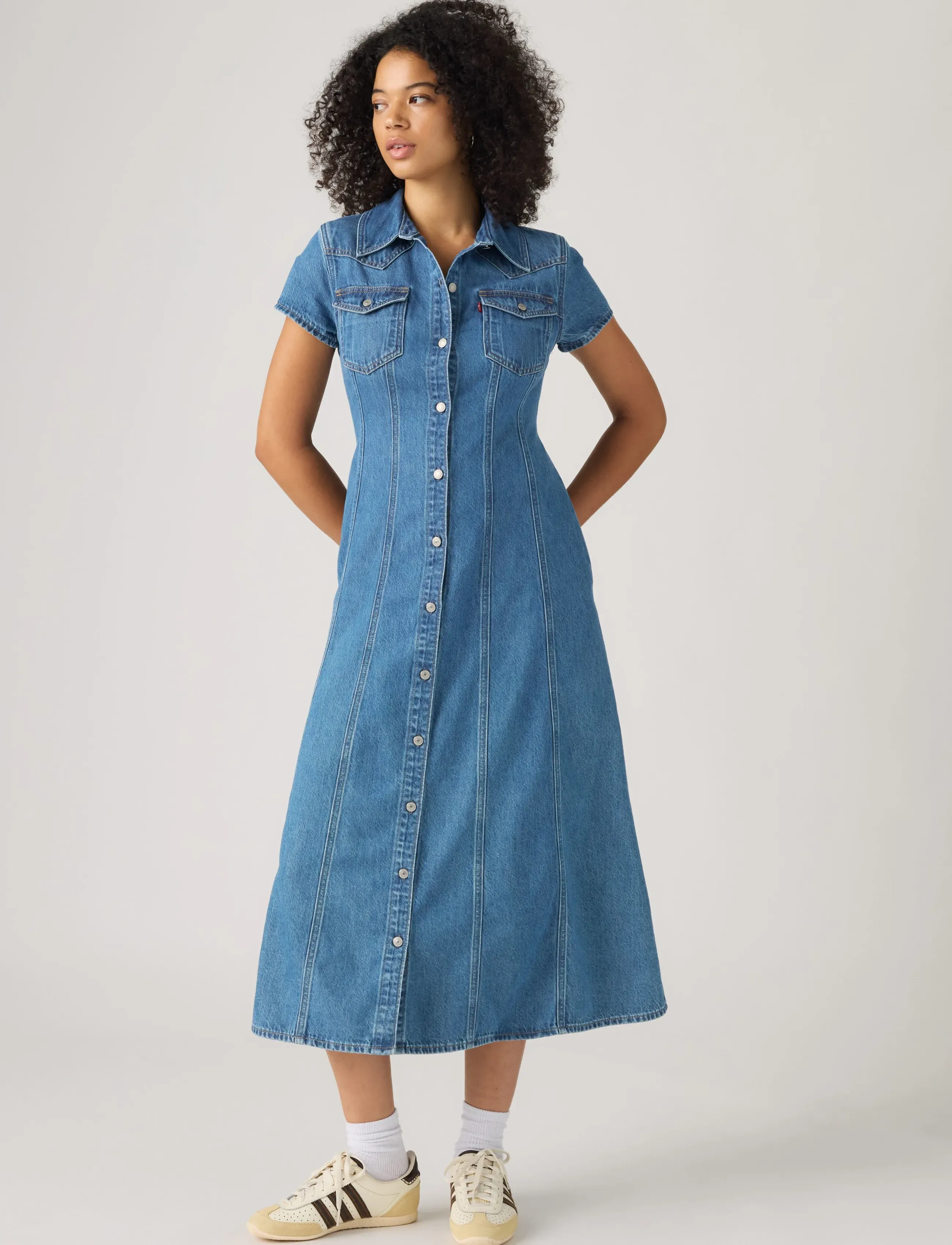 Levi's® SS FIT AND FLARE WESTERN DRESS - Levi's® - MED INDIGO - FLAT FINISH / blue