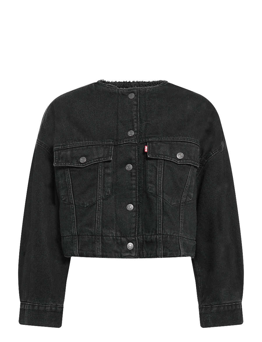 Levi's® - COLLARLESS CROP SHERPA TRUCKER - spring jackets - blacks - 0