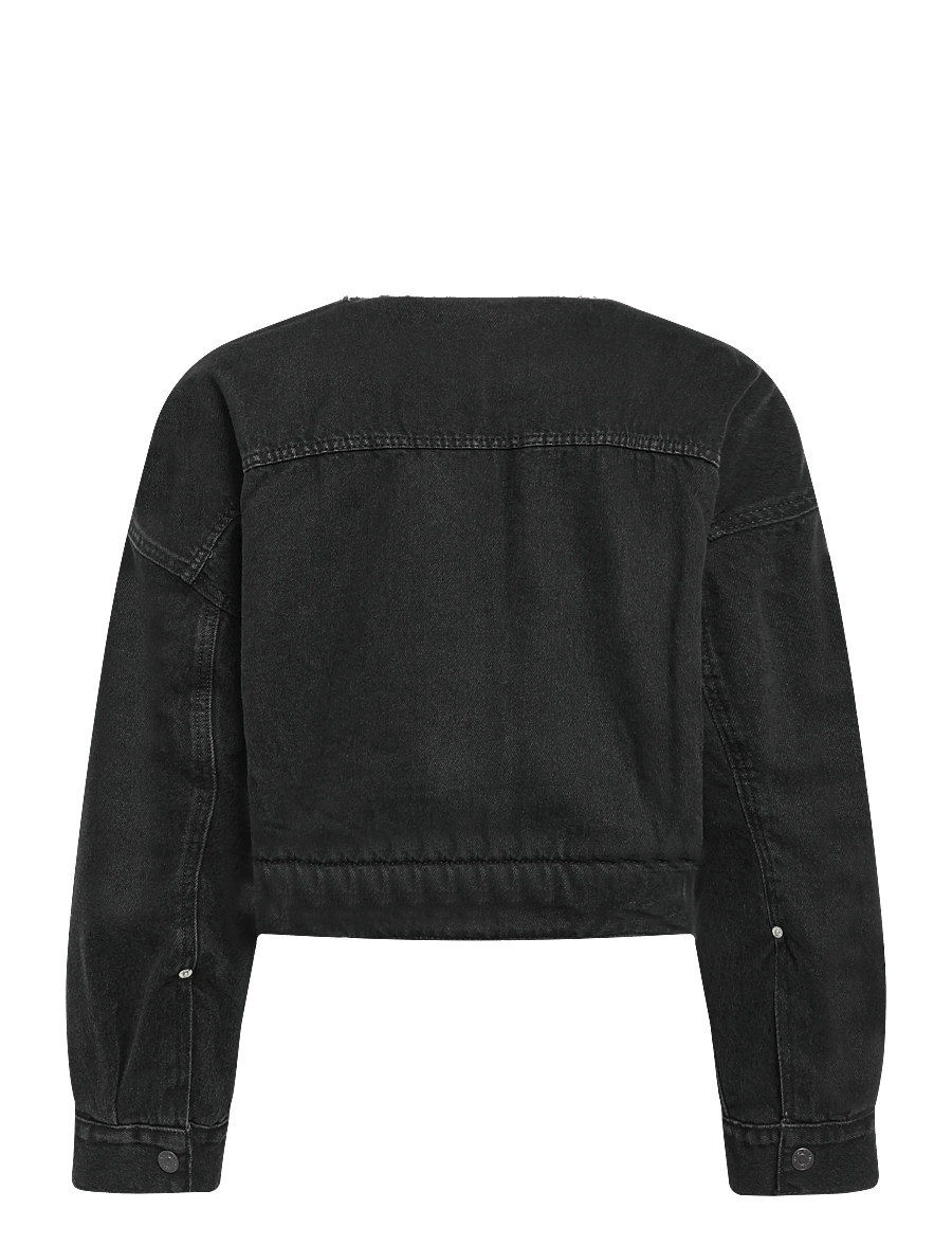 Levi's® - COLLARLESS CROP SHERPA TRUCKER - spring jackets - blacks - 1