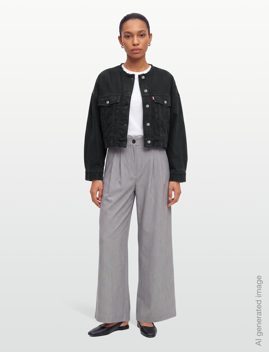 Levi's® - COLLARLESS CROP SHERPA TRUCKER - spring jackets - blacks - 0