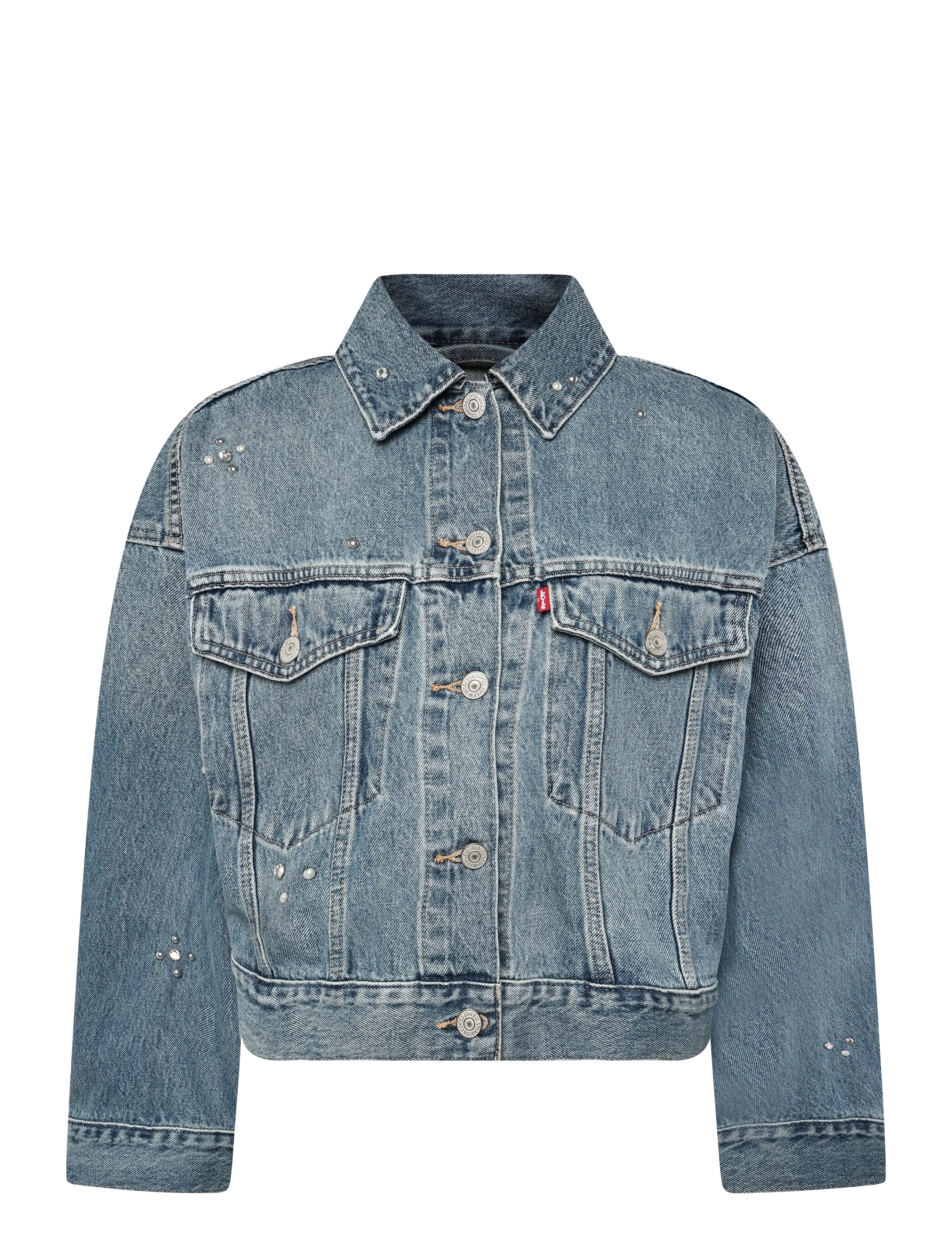 Levi's® - LOOSE CROP TRUCKER TRIP ON DRI - vårjackor - med indigo - worn in - 1