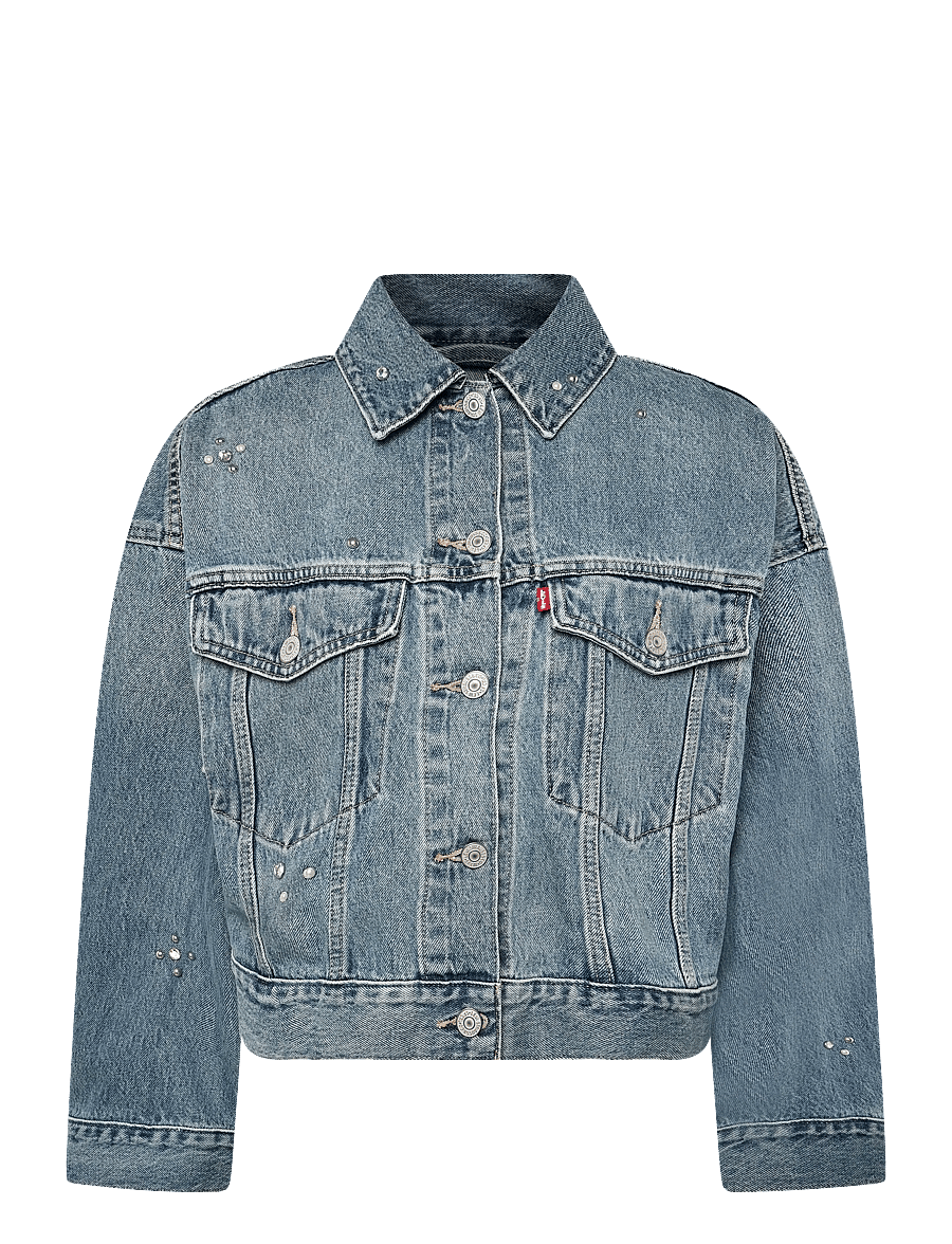 Levi's® - LOOSE CROP TRUCKER TRIP ON DRI - vårjackor - med indigo - worn in - 1