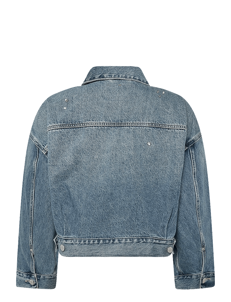Levi's® - LOOSE CROP TRUCKER TRIP ON DRI - vårjackor - med indigo - worn in - 2