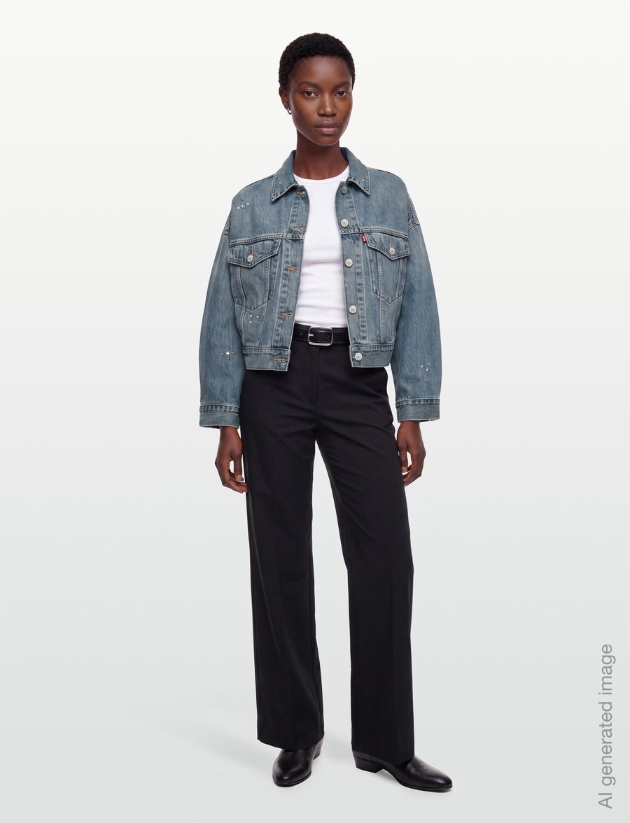 Levi's® - LOOSE CROP TRUCKER TRIP ON DRI - vårjackor - med indigo - worn in - 0
