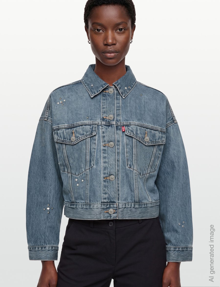Levi's® - LOOSE CROP TRUCKER TRIP ON DRI - vårjackor - med indigo - worn in - 3