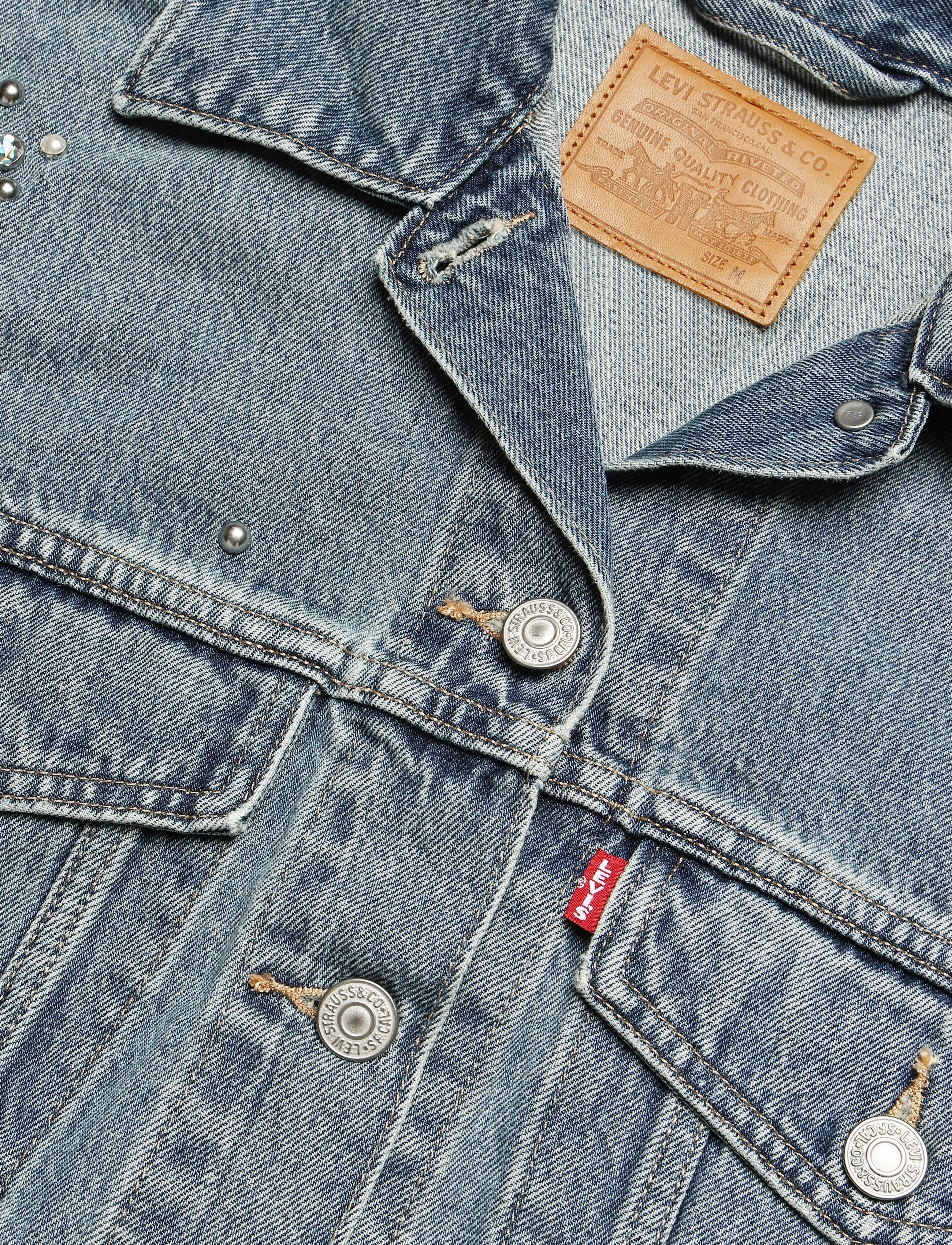 Levi's® - LOOSE CROP TRUCKER TRIP ON DRI - vårjackor - med indigo - worn in - 5