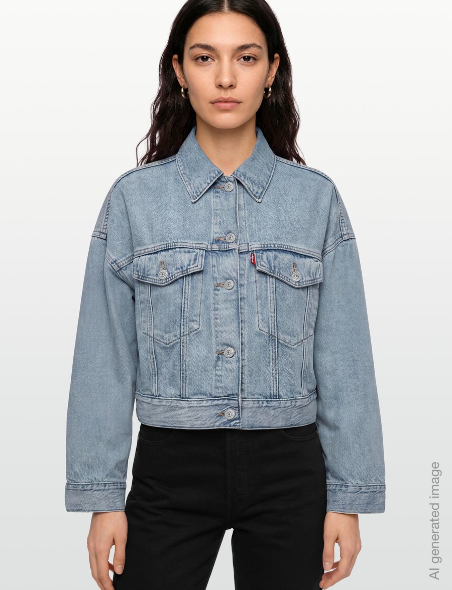 Levi's® - LOOSE CROP TRUCKER SUNNY SEASO - vårjackor - light indigo - worn in - 3