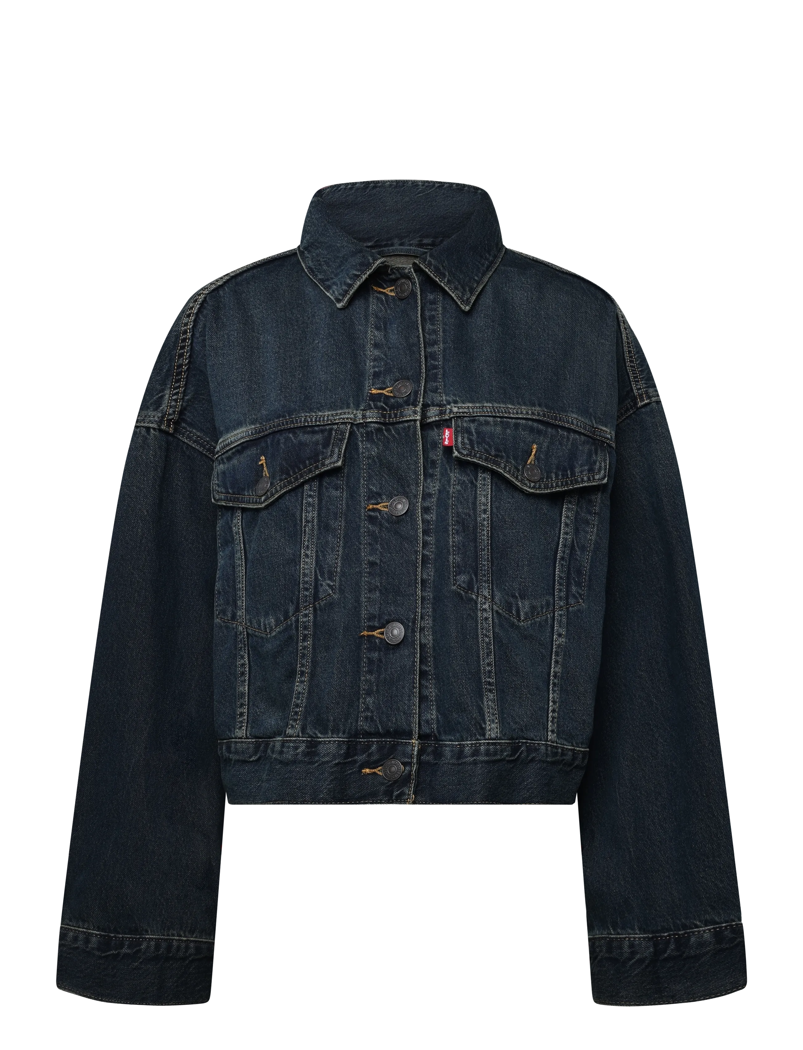 Levi's® LOOSE CROP TRUCKER HIGH VIBRAT - Jakkar - DARK INDIGO - WORN IN / navy