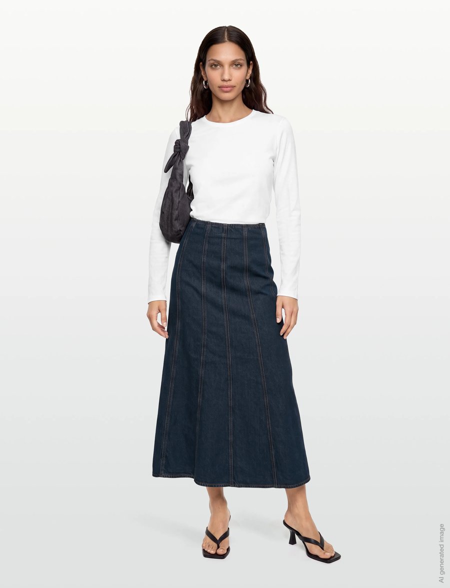 Levi's® - SEAMED FLARE SKIRT HIGH VIBRAT - jeansröcke - med indigo - flat finish - 0