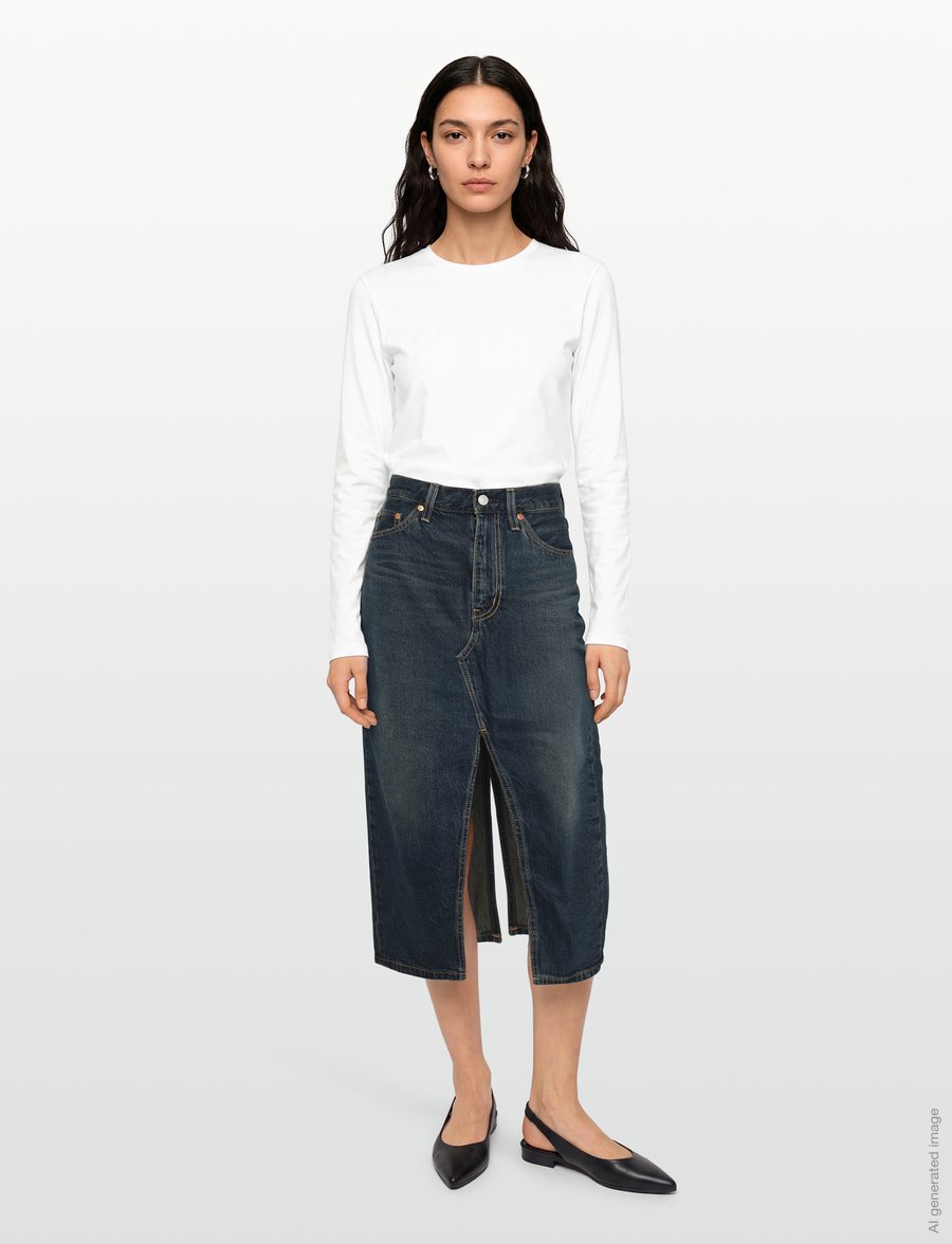 Levi's® - DECON SLIT MIDI SKIRT HIGH VIB - jeansröcke - dark indigo - worn in - 0