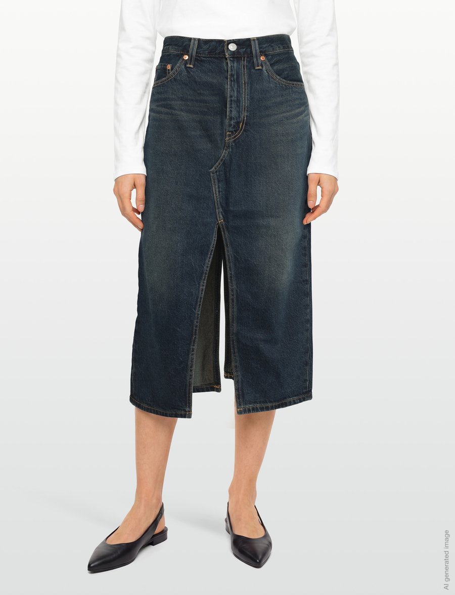 Levi's® - DECON SLIT MIDI SKIRT HIGH VIB - jeansröcke - dark indigo - worn in - 3