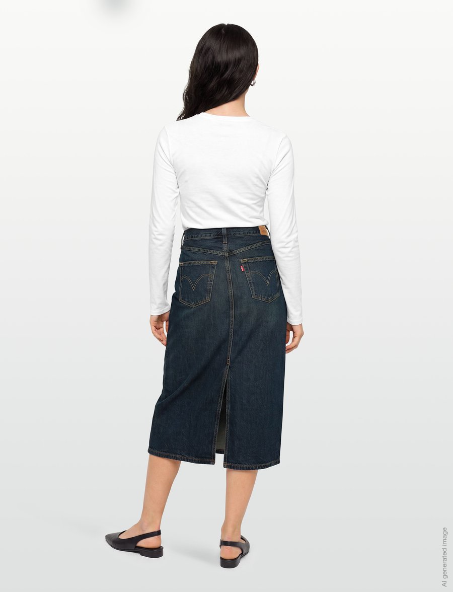 Levi's® - DECON SLIT MIDI SKIRT HIGH VIB - jeansröcke - dark indigo - worn in - 4