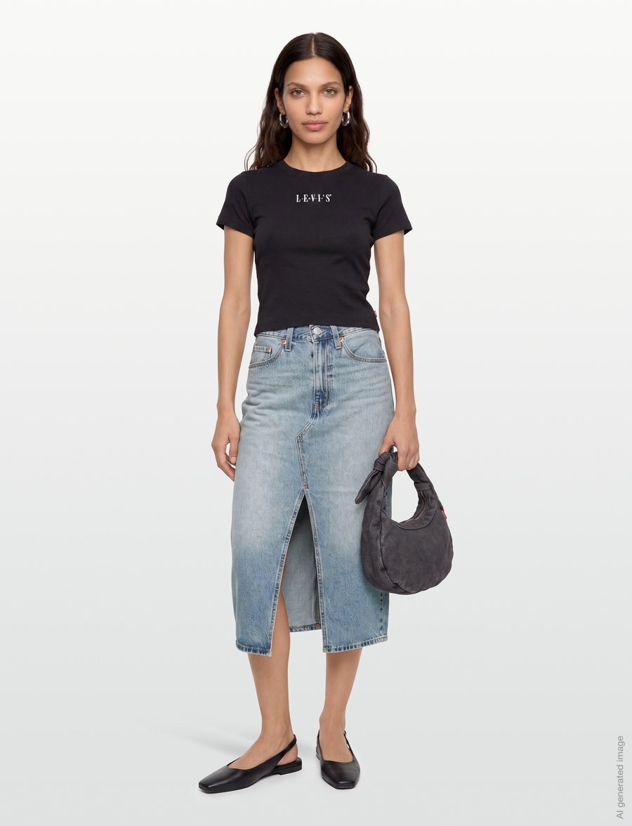 Levi's® - DECON SLIT MIDI SKIRT WELCOME - jeansröcke - med indigo - worn in - 0