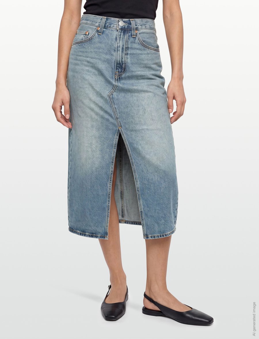 Levi's® - DECON SLIT MIDI SKIRT WELCOME - jeansröcke - med indigo - worn in - 3