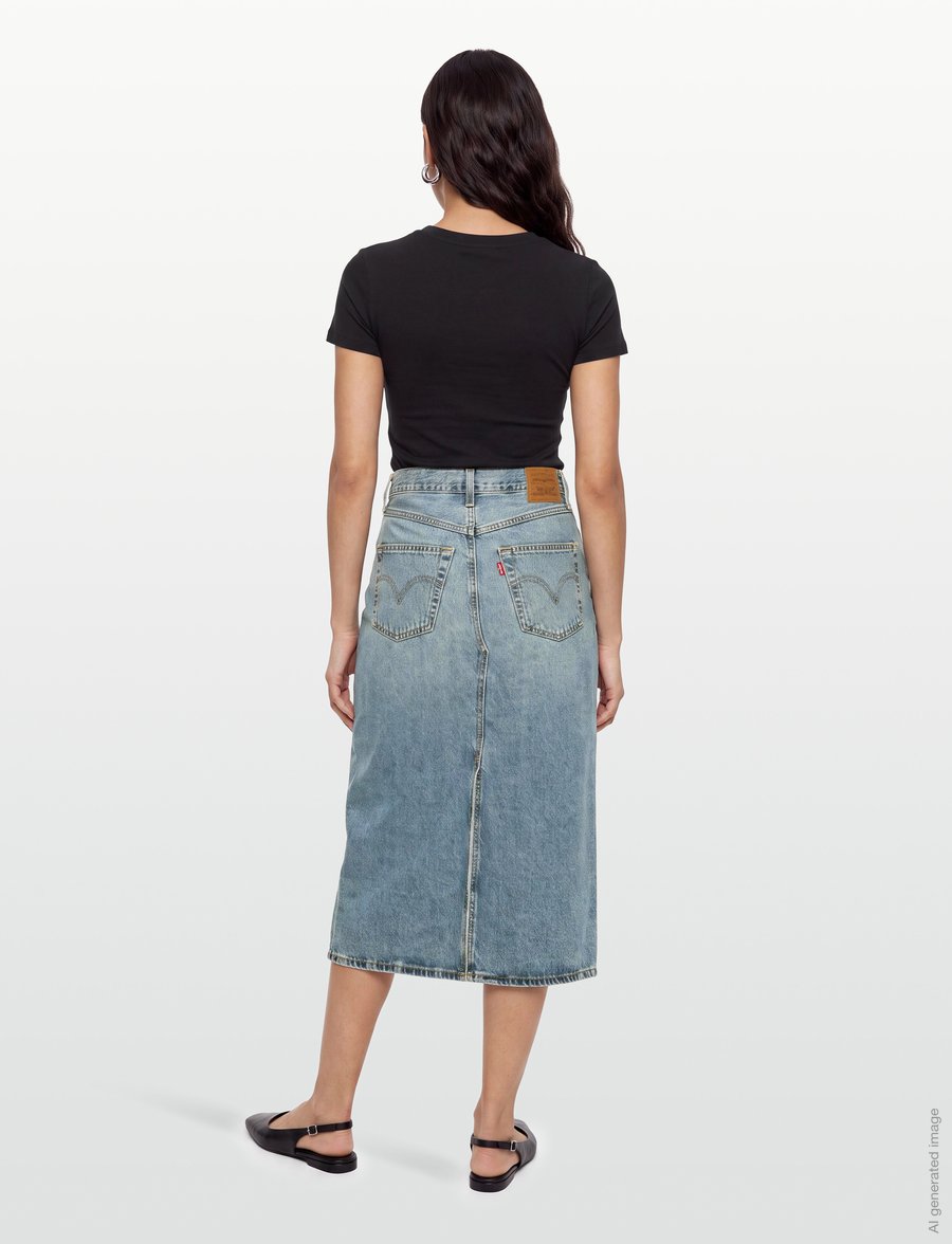 Levi's® - DECON SLIT MIDI SKIRT WELCOME - jeansröcke - med indigo - worn in - 4