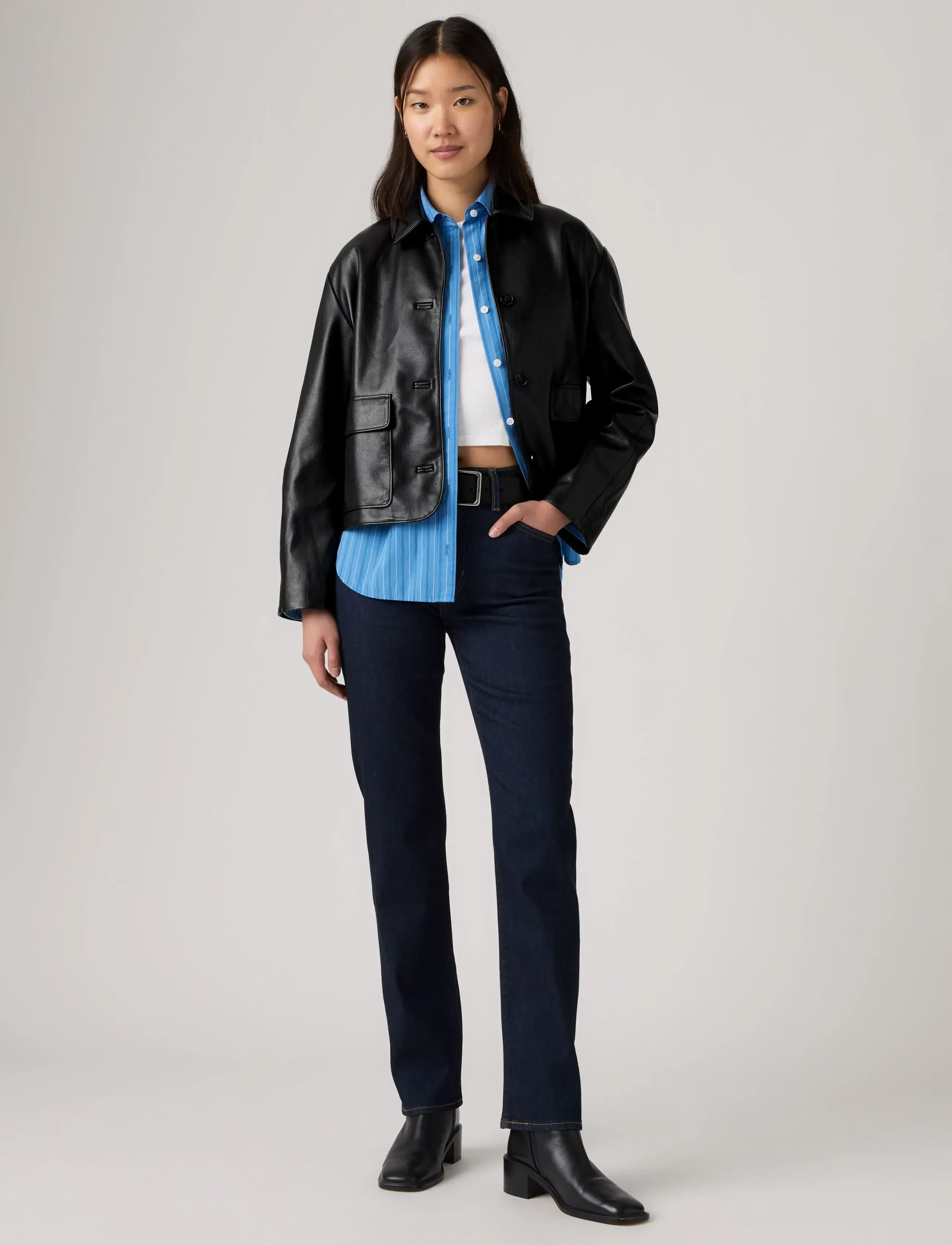 Levi's® 722 HIGH RISE SLIM TRUE BLUE R - Denimkläder - DARK INDIGO - FLAT FINISH / navy