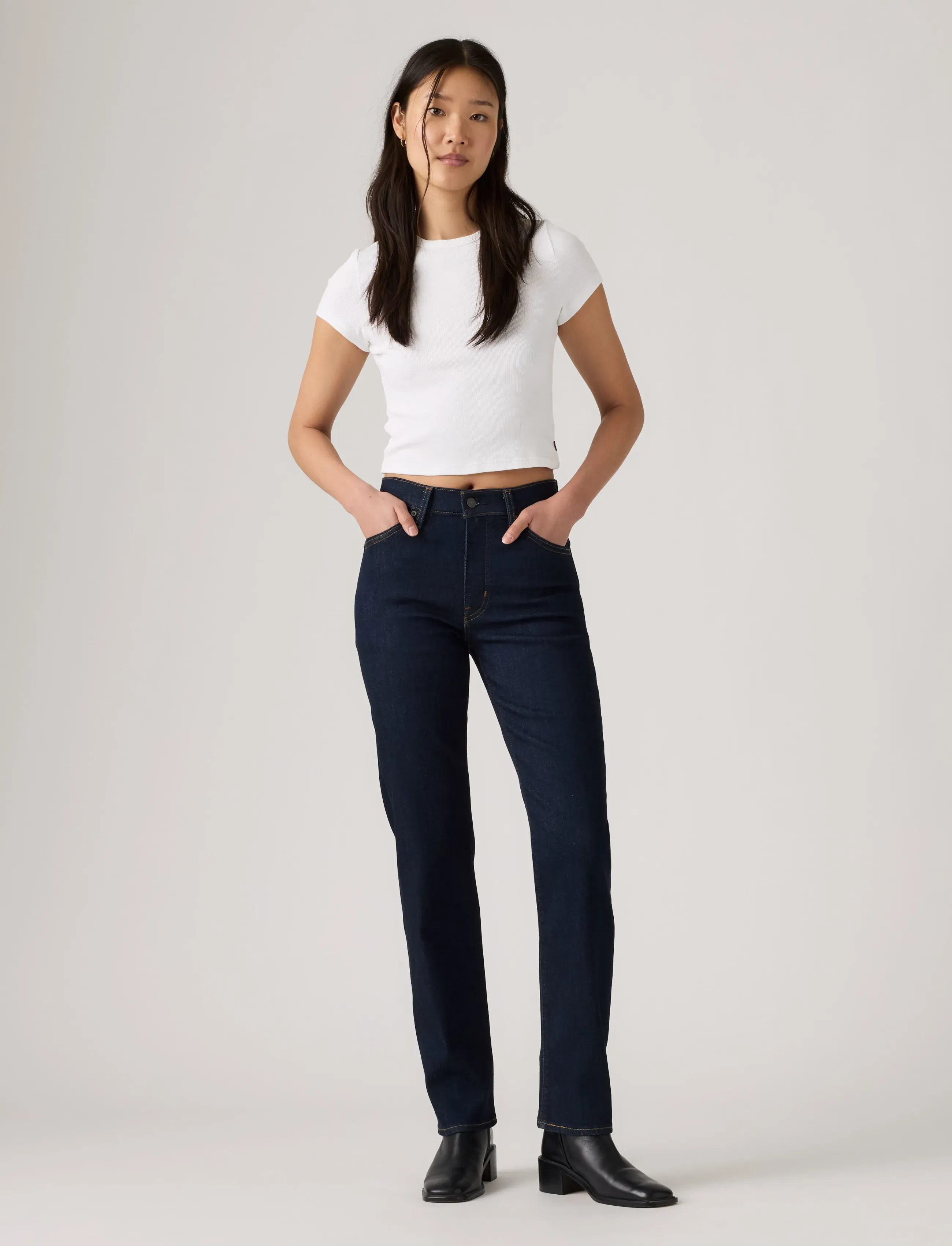 Levi's® - 722 HIGH RISE SLIM TRUE BLUE R - kitsad teksad - dark indigo - flat finish - 3