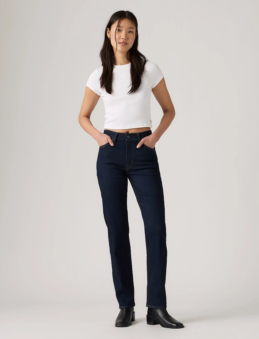 Levi's® - 722 HIGH RISE SLIM TRUE BLUE R - kitsad teksad - dark indigo - flat finish - 3