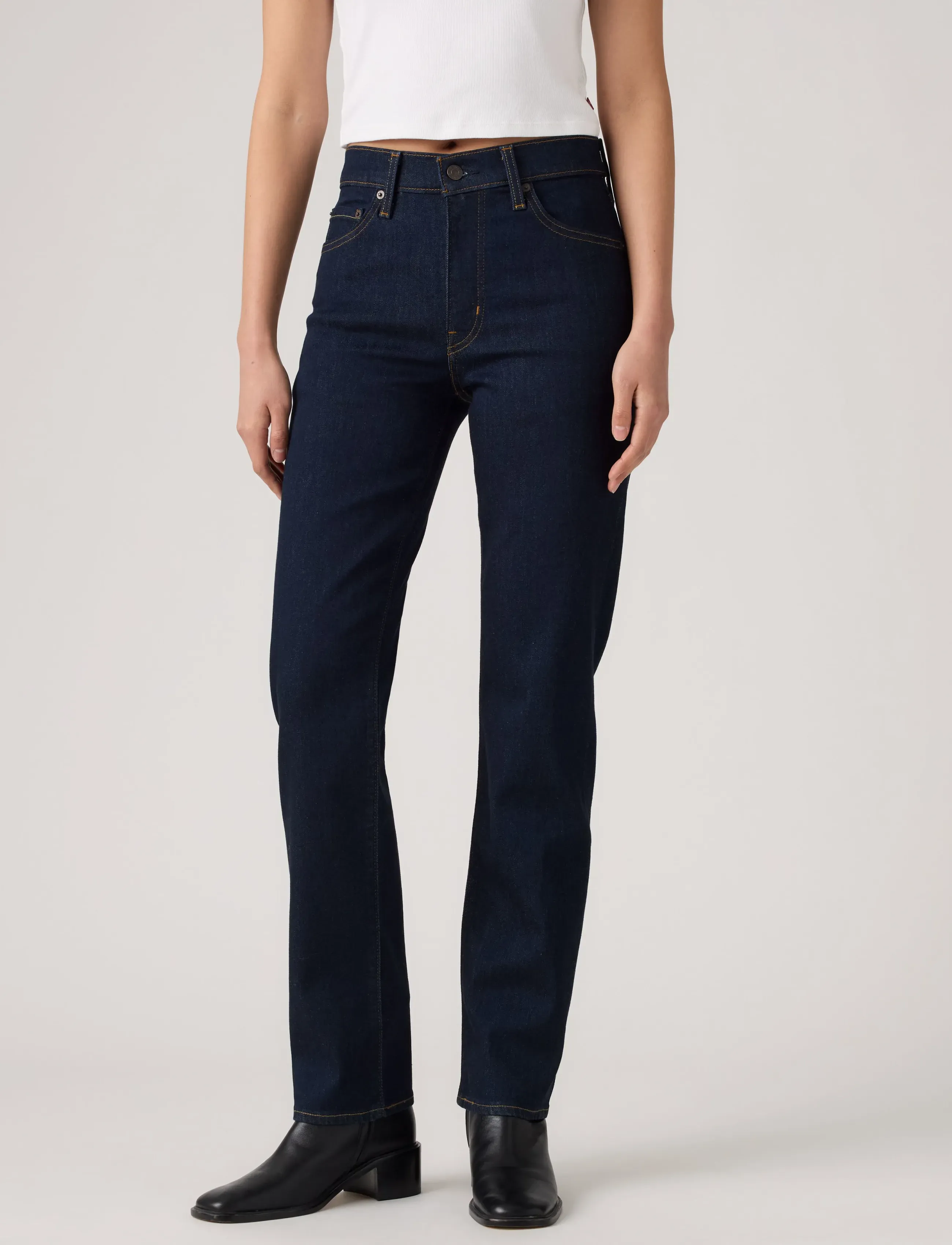 Levi's® - 722 HIGH RISE SLIM TRUE BLUE R - kitsad teksad - dark indigo - flat finish - 5
