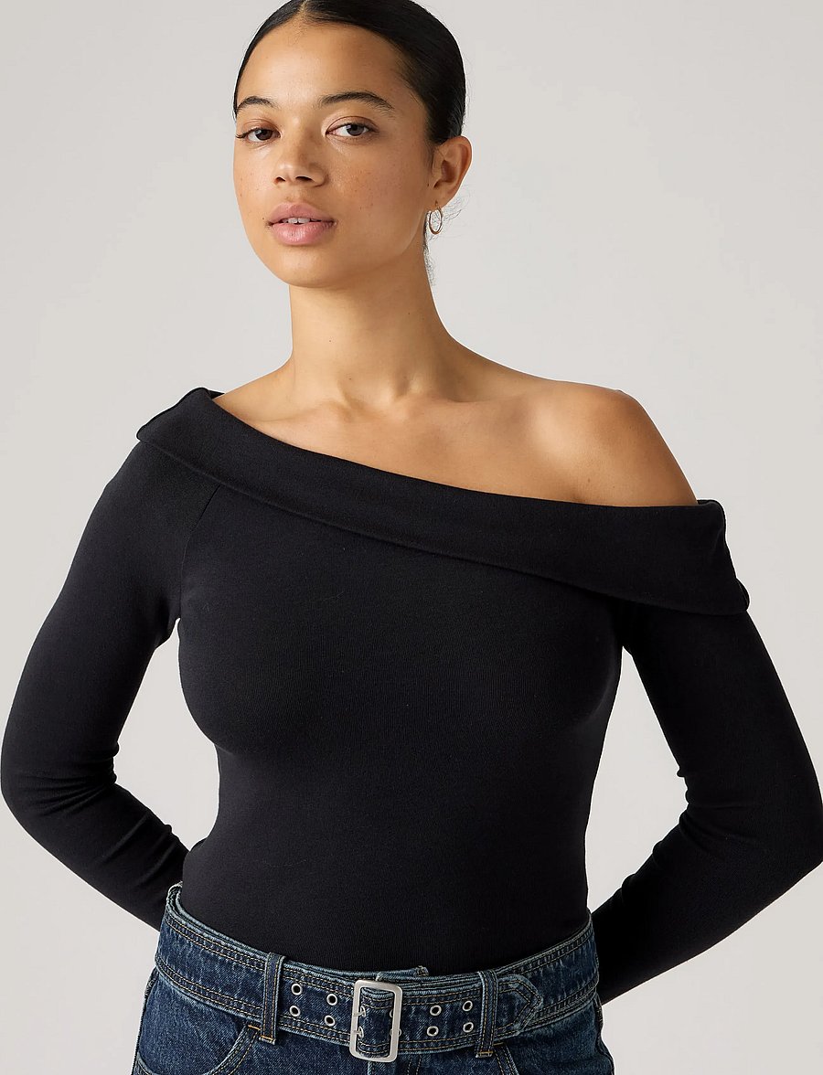 Levi's® - CLARA RIB OFF SHOULDER LS ANTH - striktrøjer - blacks - 0