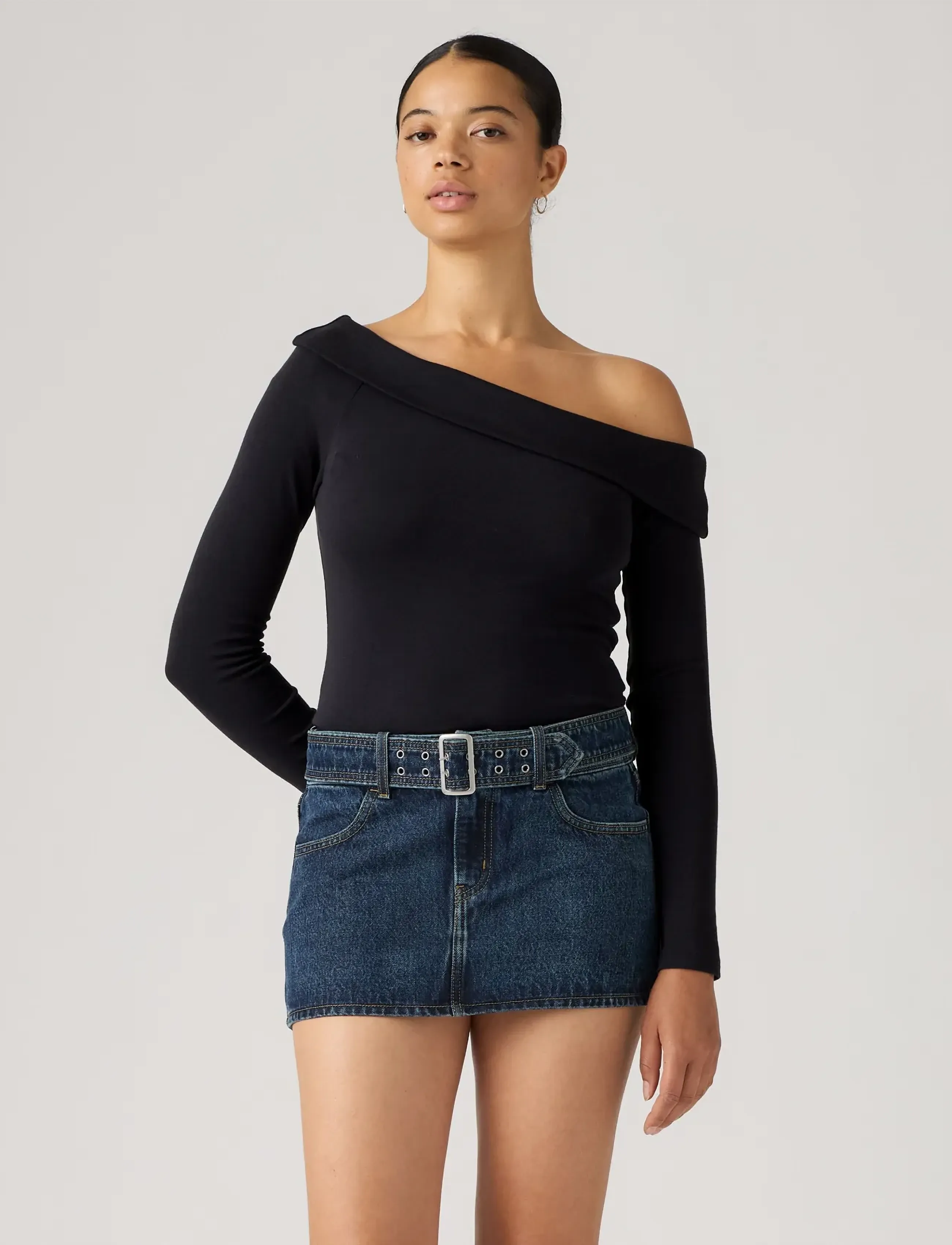 Levi's® - CLARA RIB OFF SHOULDER LS ANTH - striktrøjer - blacks - 3