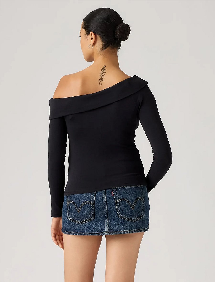 Levi's® - CLARA RIB OFF SHOULDER LS ANTH - striktrøjer - blacks - 4