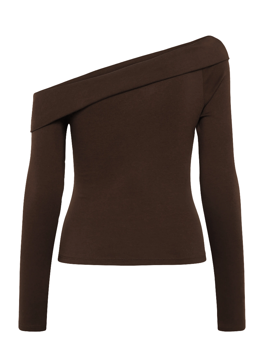 Levi's® - CLARA RIB OFF SHOULDER LS JAVA - långärmade toppar - browns - 2