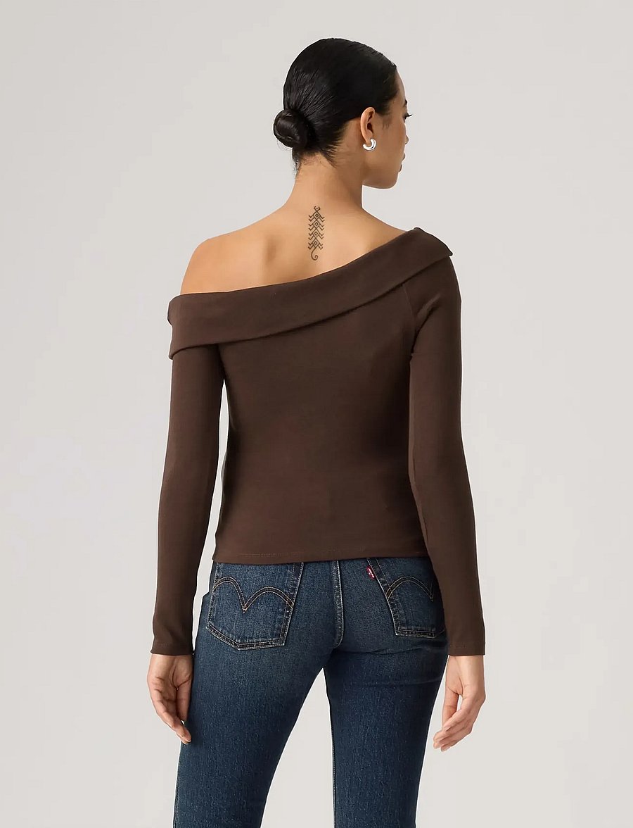 Levi's® - CLARA RIB OFF SHOULDER LS JAVA - långärmade toppar - browns - 4