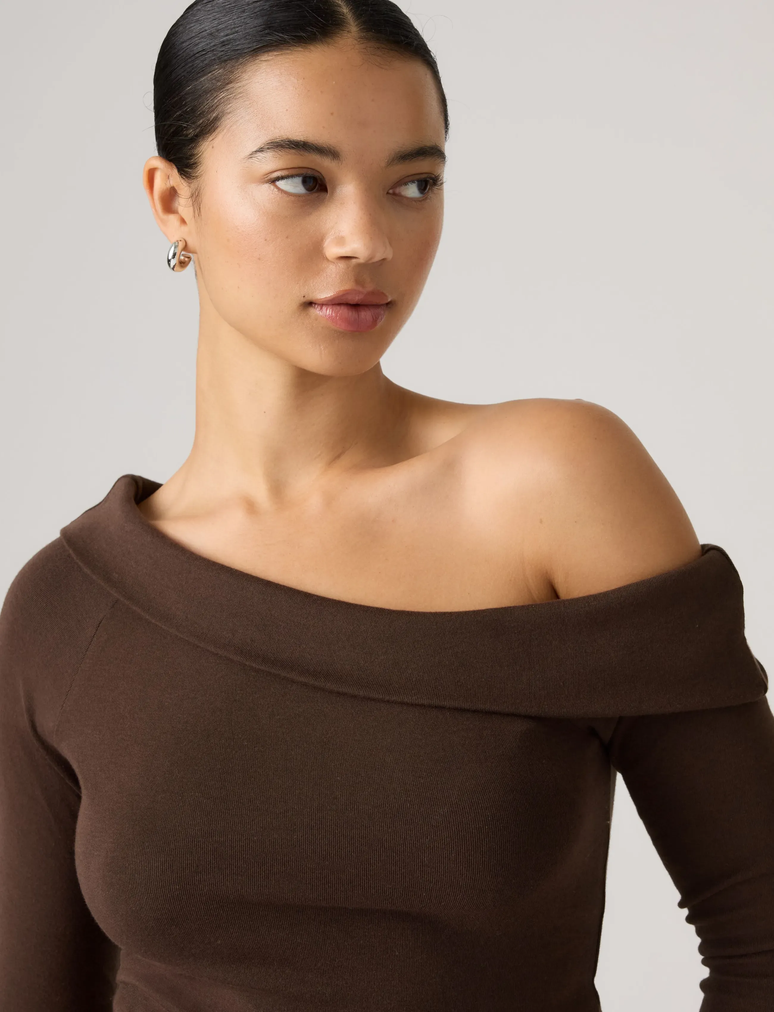 Levi's® - CLARA RIB OFF SHOULDER LS JAVA - långärmade toppar - browns - 5