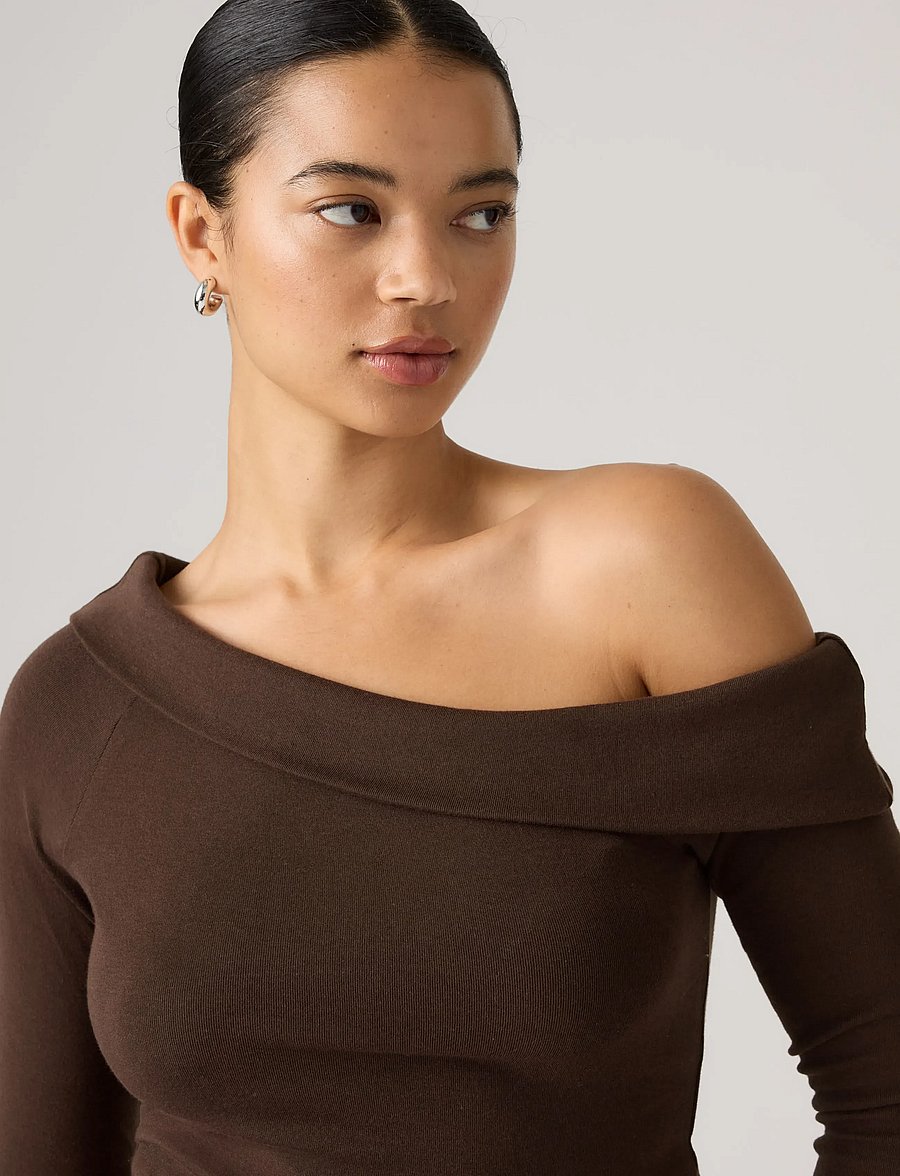 Levi's® - CLARA RIB OFF SHOULDER LS JAVA - långärmade toppar - browns - 5