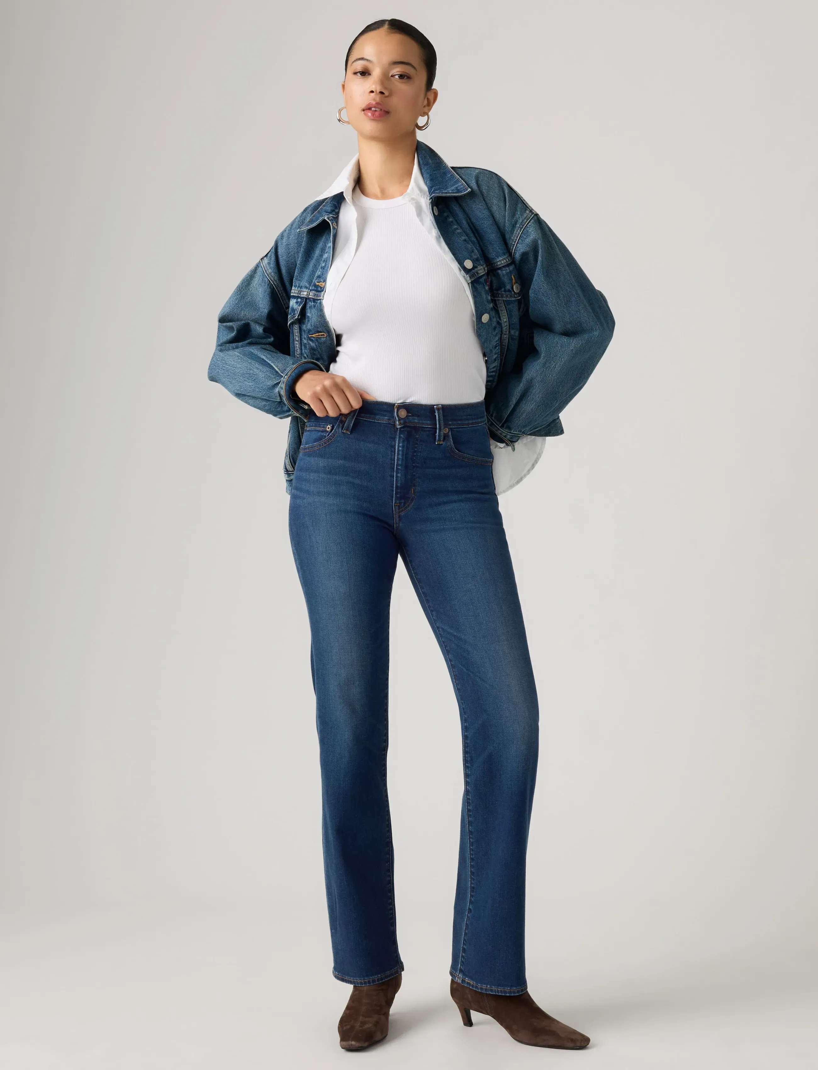 Levi's® 723 HIGH RISE STRAIGHT TRUE BL - Riided - DARK INDIGO - WORN IN / navy