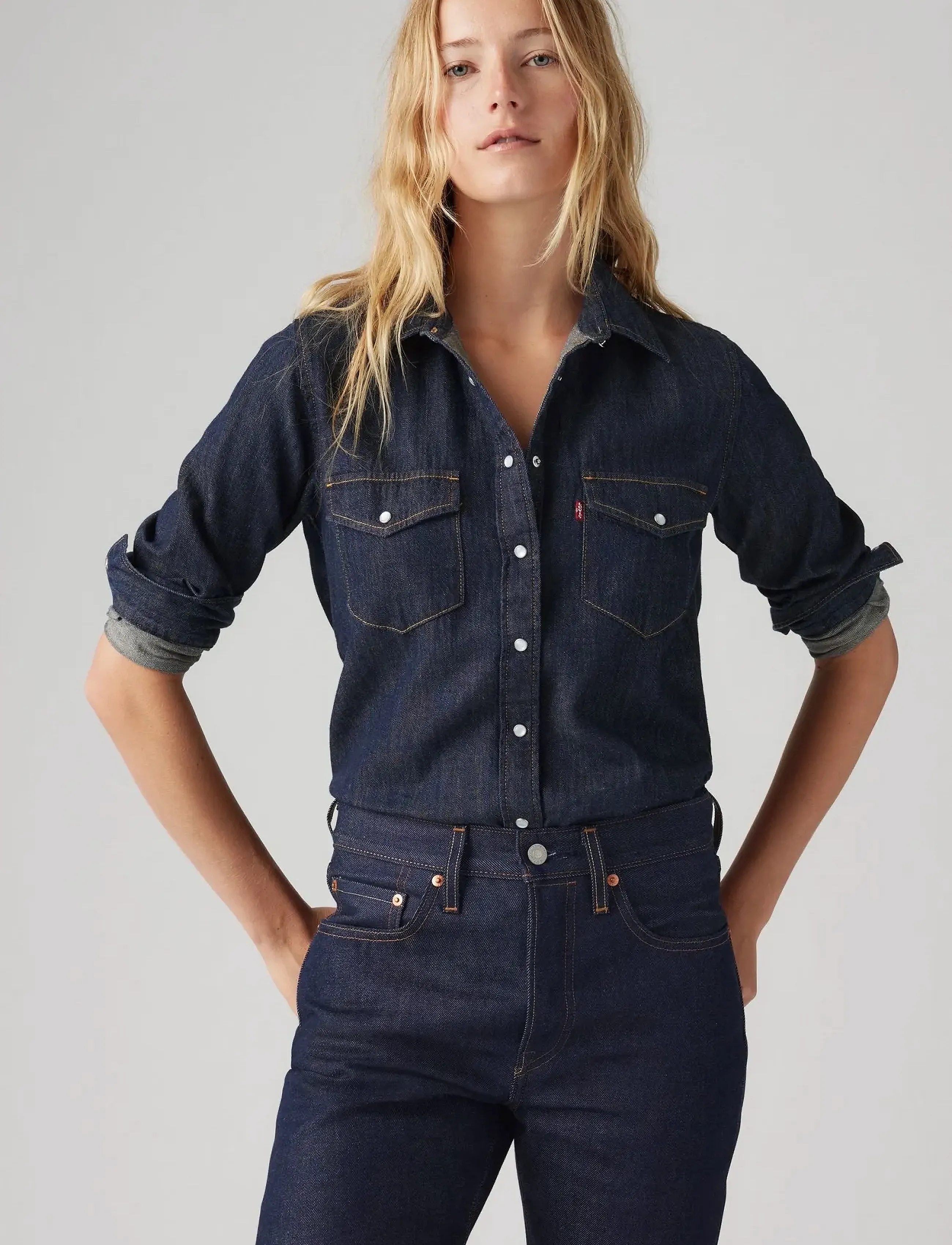 Levi's® ICONIC WESTERN TODAYS NEWS - Shirts - DARK INDIGO - FLAT FINISH / navy