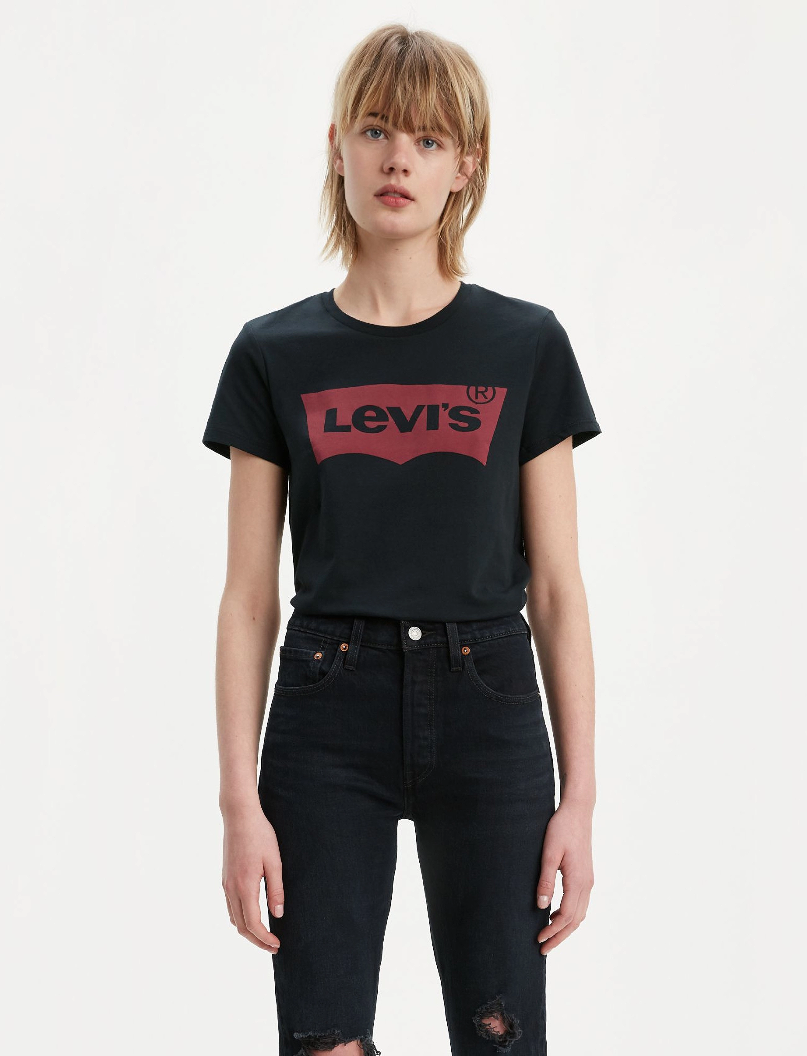 Levi's The Perfect Tee Mineral Black, XL, Black, T-Shirts & Toppe > Kortærmede, Dame