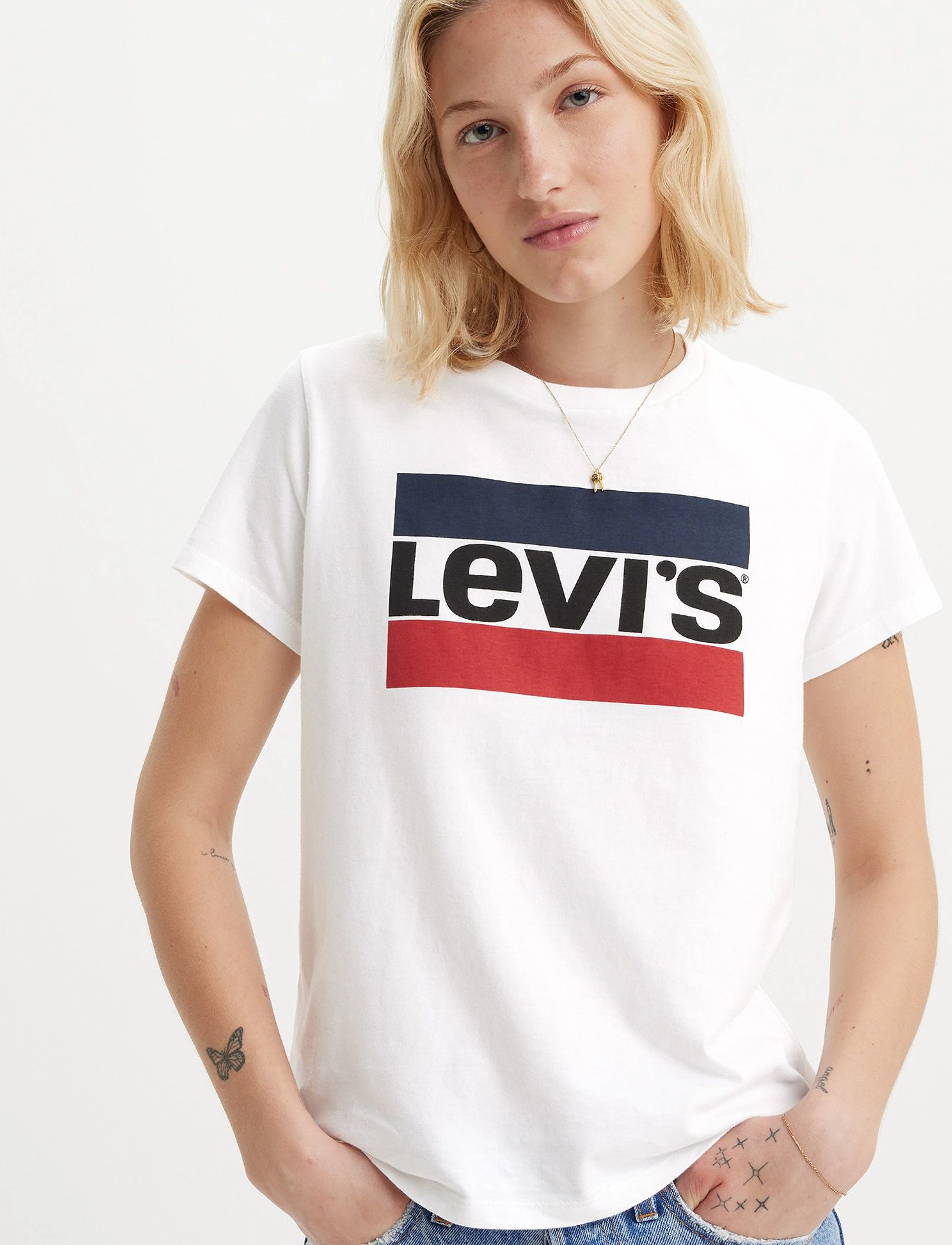 Levi's The Perfect Tee Sportswear Log, XS, T-shirts & Oberteile, Weiß - Short-sleeved, Frauen