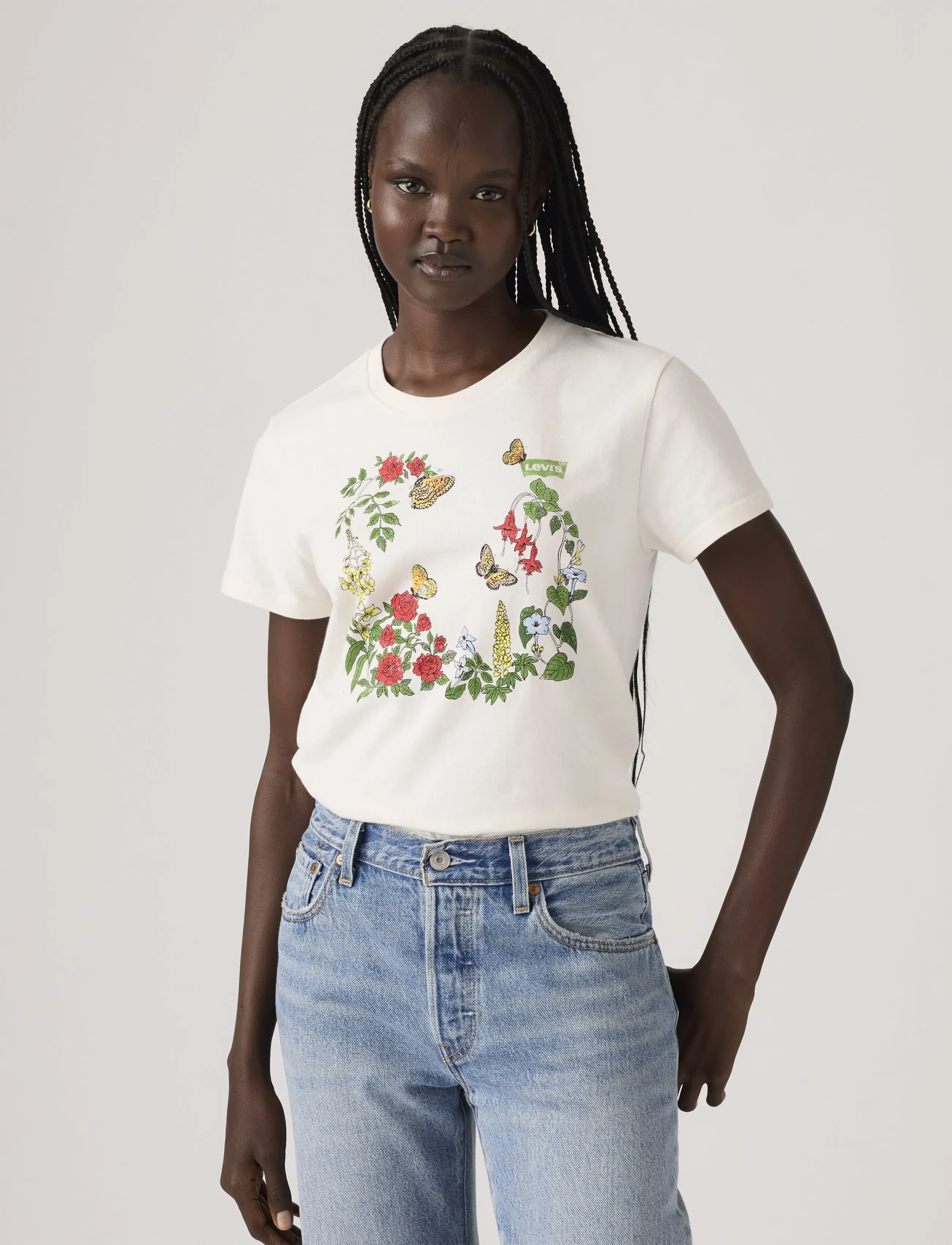 Levi's® THE PERFECT TEE ROSE GARDEN BW - T-shirts & Toppar - WHITES / cream