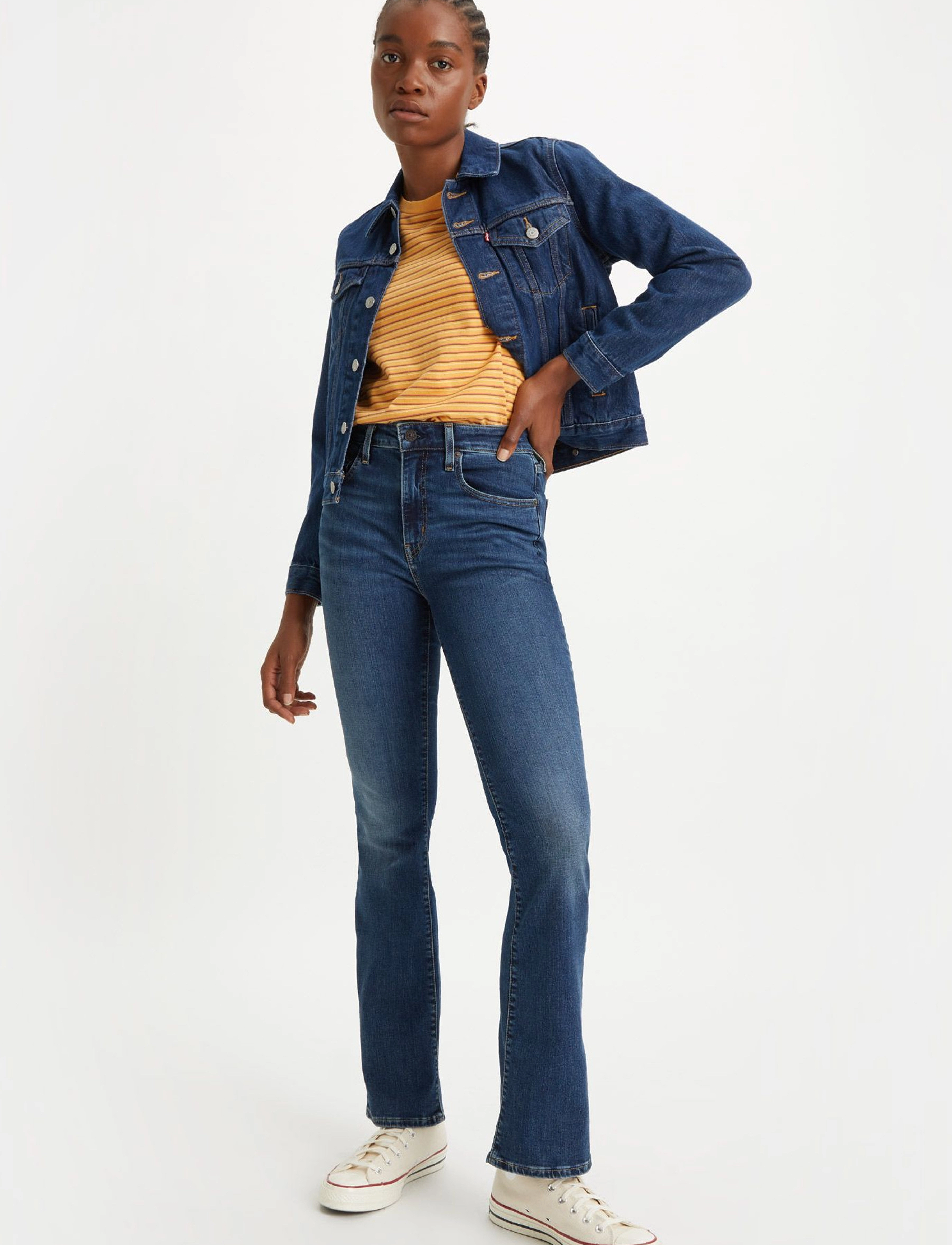 Levi's® 725 HIGH RISE BOOTCUT BLUE WAV - Flared jeans - DARK INDIGO - WORN IN / blue