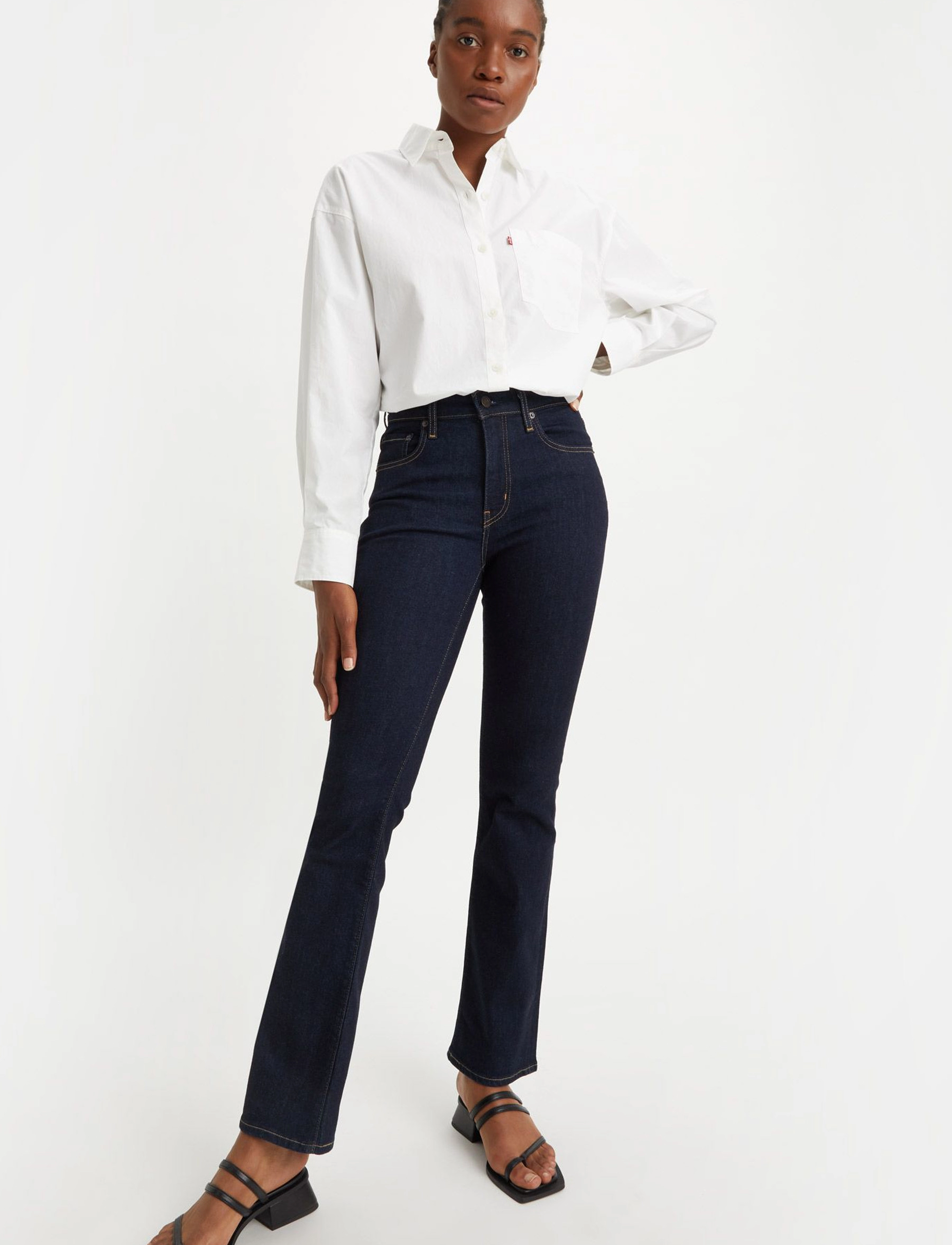 Levi's 725 High Rise Bootcut Blue Wav, Kvinder, Højtaljet Bootcut Jeans, Navy, Str: 32 x 30