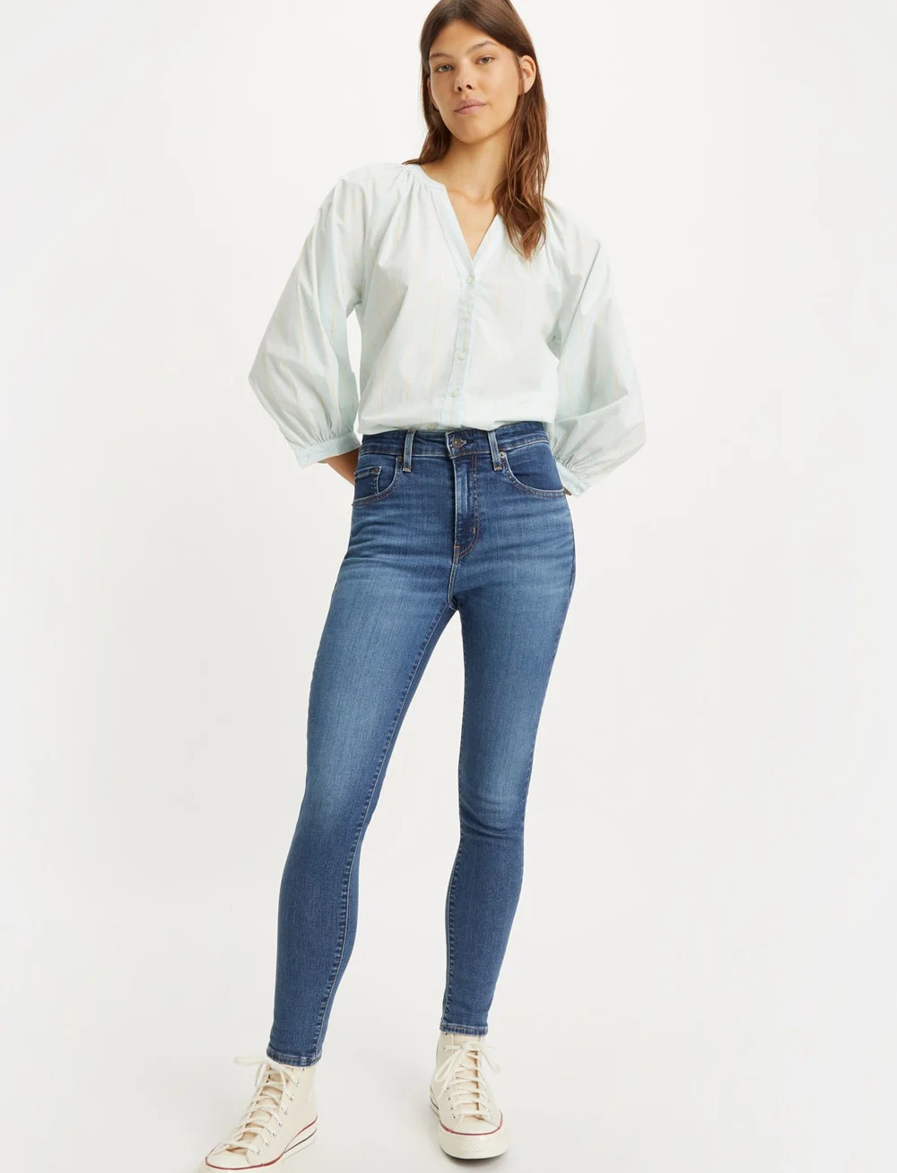 721 high rise skinny jeans white on sale